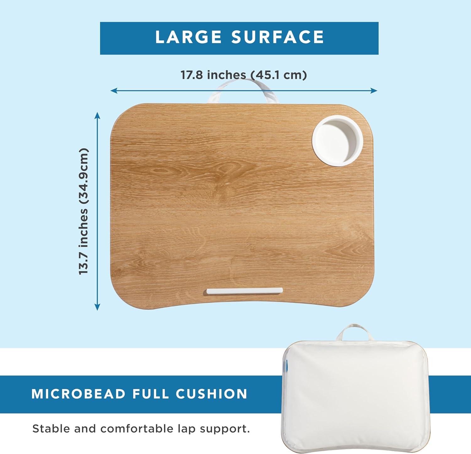 imageLAPGEAR Cup Holder Lap Desk with Device Ledge  White Marble  Fits up to 14 Inch Laptops  Style No 46305White Oak Woodgrain