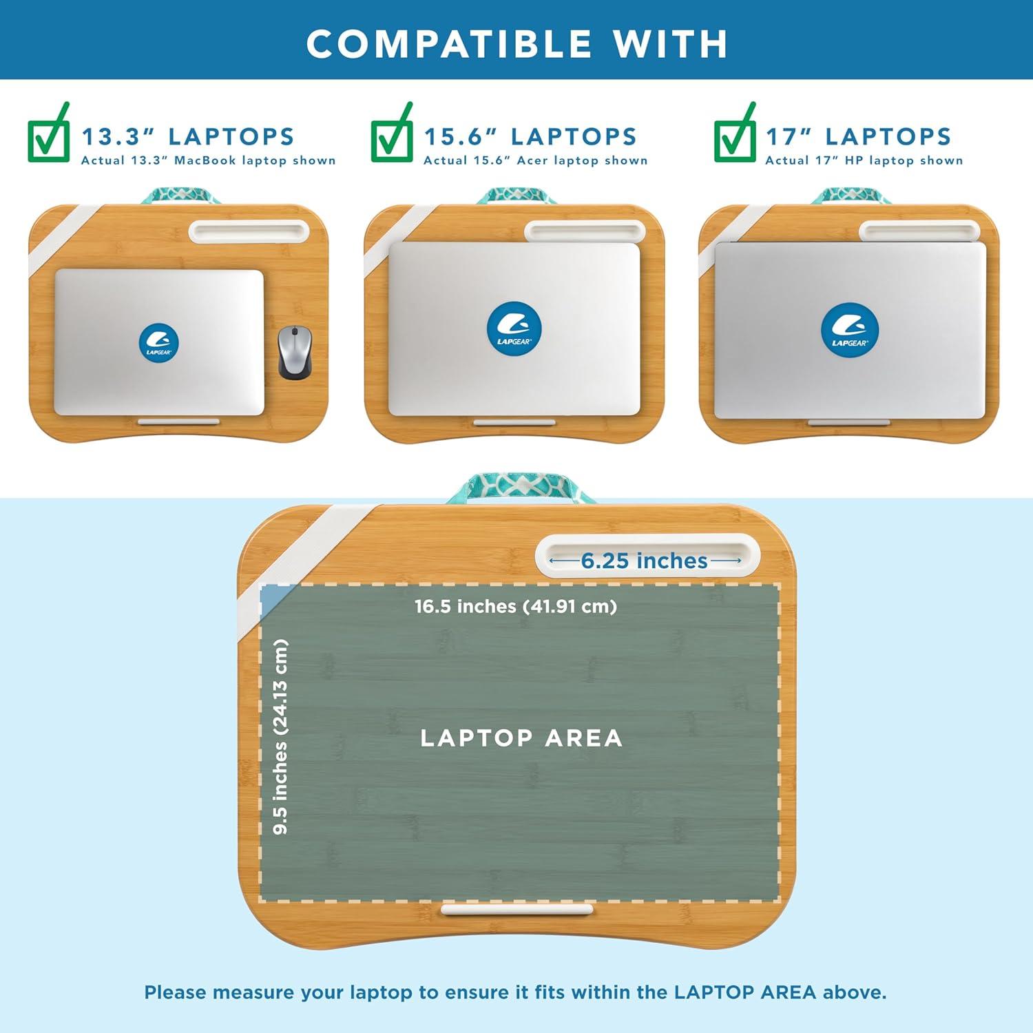 imageLAPGEAR Designer Lap Desk with Phone Holder and Device Ledge  Buffalo Check  Fits up to 156 Inch Laptops  Style No 45428Aqua Trellis