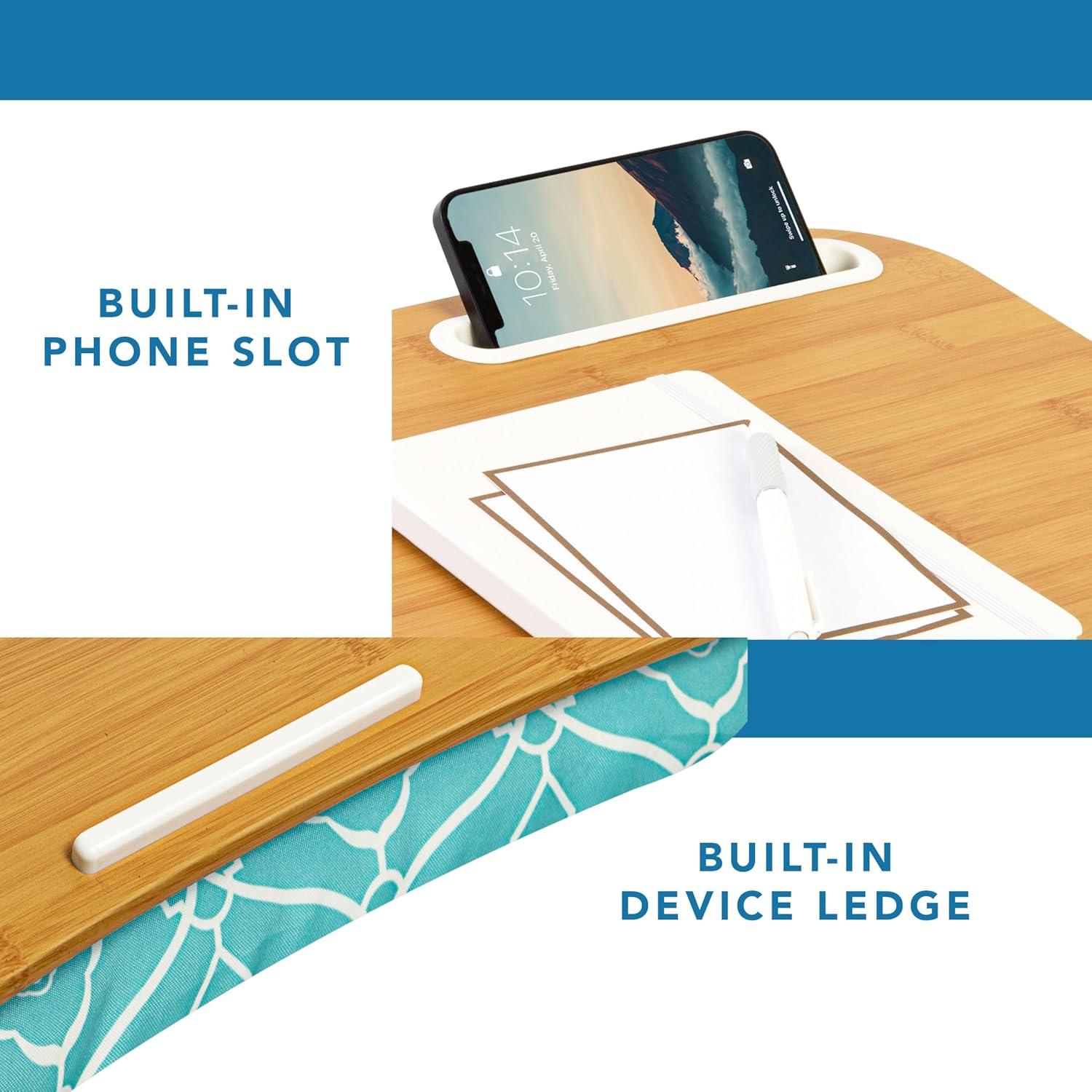 imageLAPGEAR Designer Lap Desk with Phone Holder and Device Ledge  Buffalo Check  Fits up to 156 Inch Laptops  Style No 45428Aqua Trellis