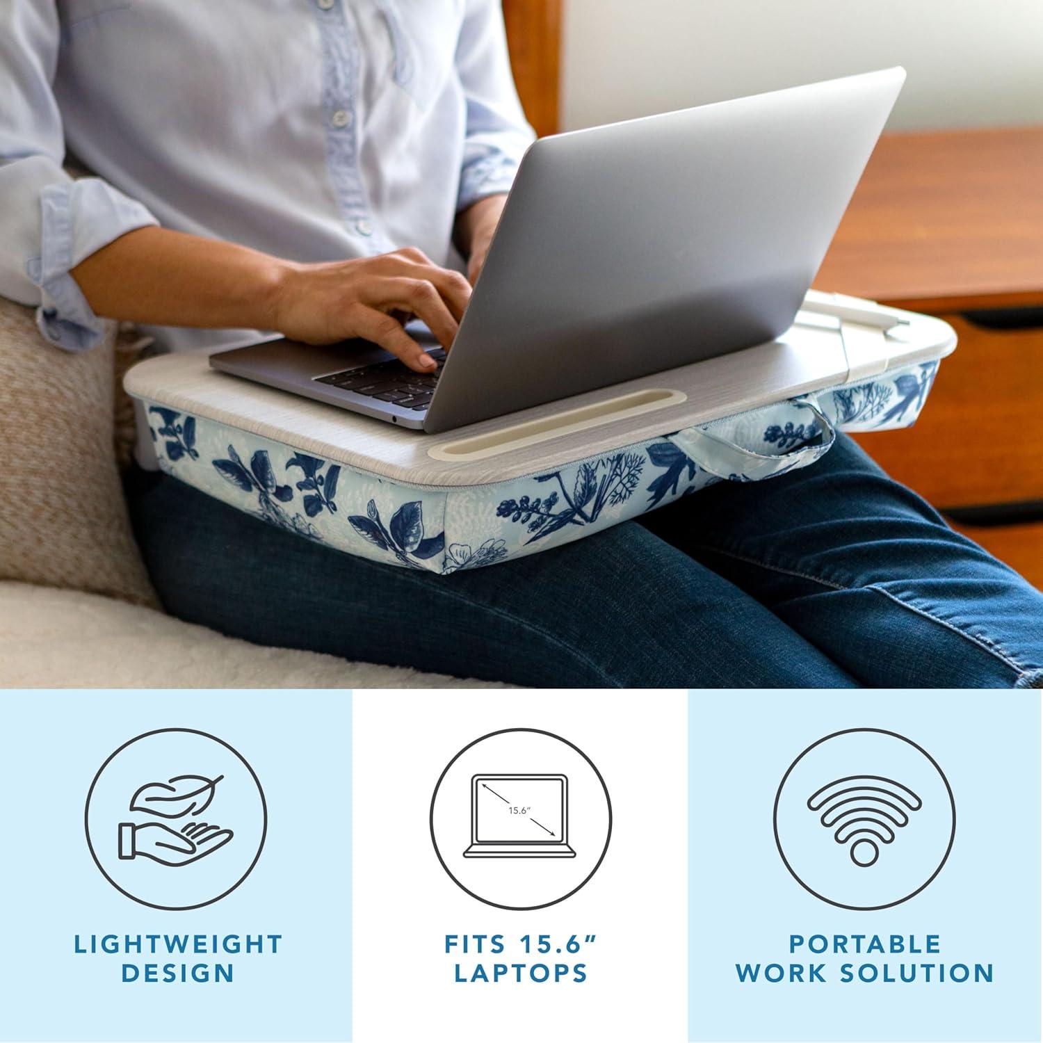 imageLAPGEAR Designer Lap Desk with Phone Holder and Device Ledge  Buffalo Check  Fits up to 156 Inch Laptops  Style No 45428Blue Blossoms