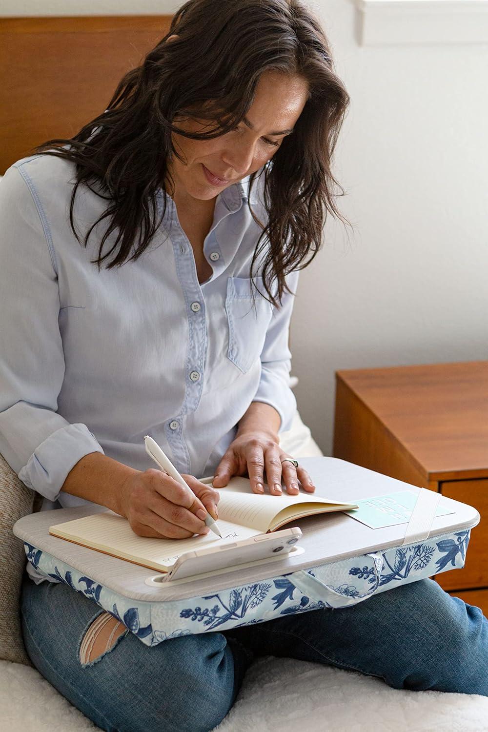 imageLAPGEAR Designer Lap Desk with Phone Holder and Device Ledge  Buffalo Check  Fits up to 156 Inch Laptops  Style No 45428Blue Blossoms