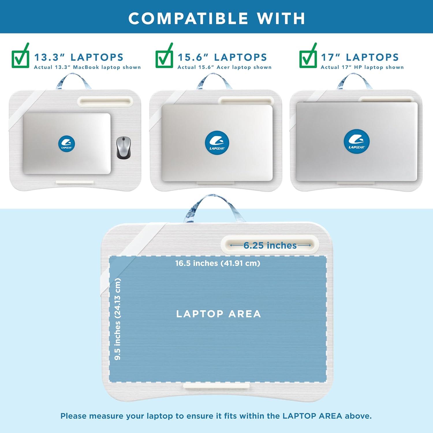 imageLAPGEAR Designer Lap Desk with Phone Holder and Device Ledge  Buffalo Check  Fits up to 156 Inch Laptops  Style No 45428Blue Blossoms