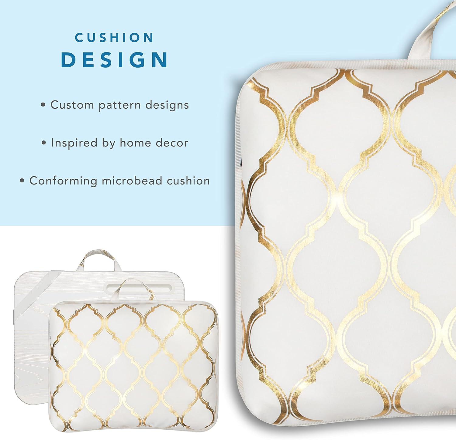 imageLAPGEAR Designer Lap Desk with Phone Holder and Device Ledge  Buffalo Check  Fits up to 156 Inch Laptops  Style No 45428Gold Quatrefoil