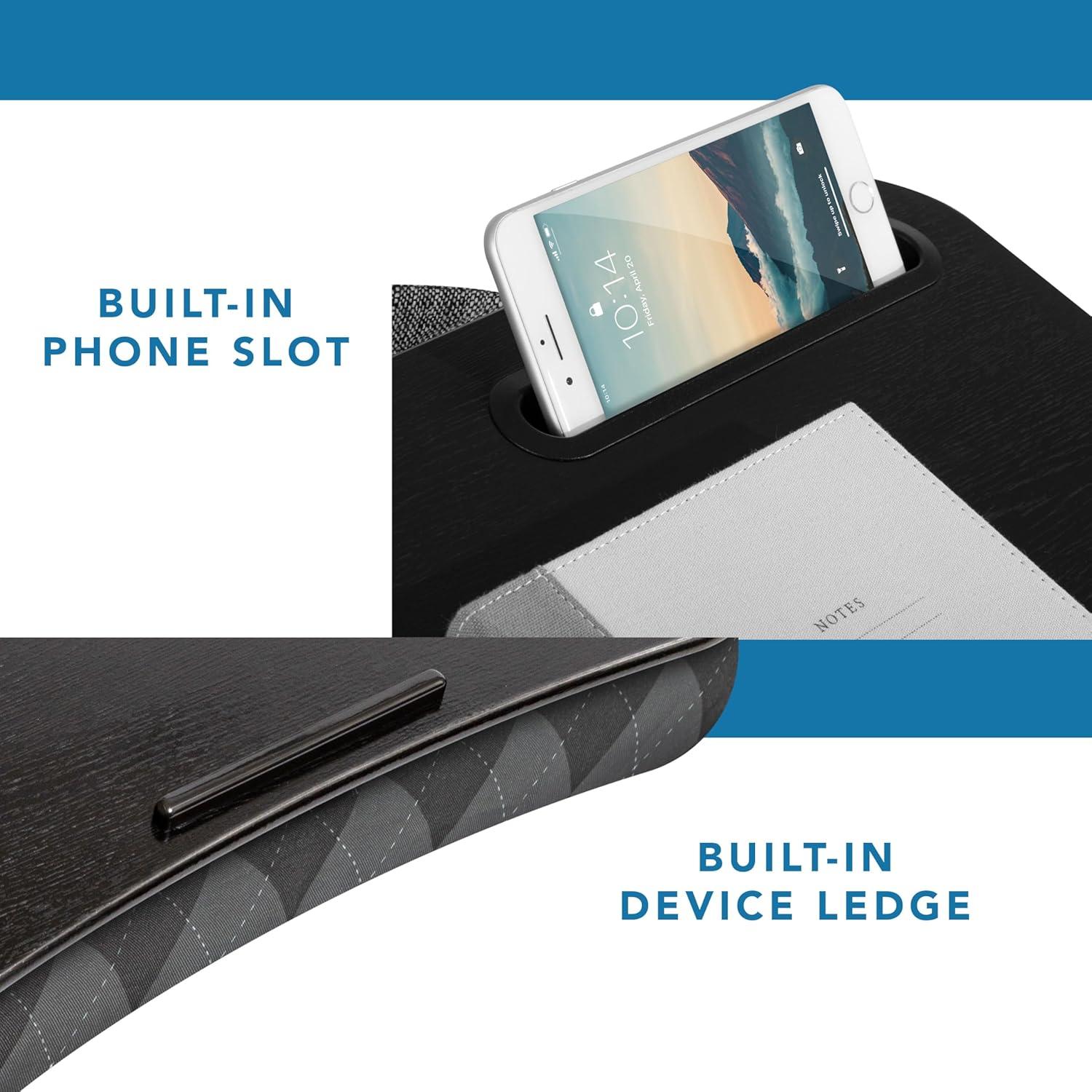 imageLAPGEAR Designer Lap Desk with Phone Holder and Device Ledge  Buffalo Check  Fits up to 156 Inch Laptops  Style No 45428Gray Argyle