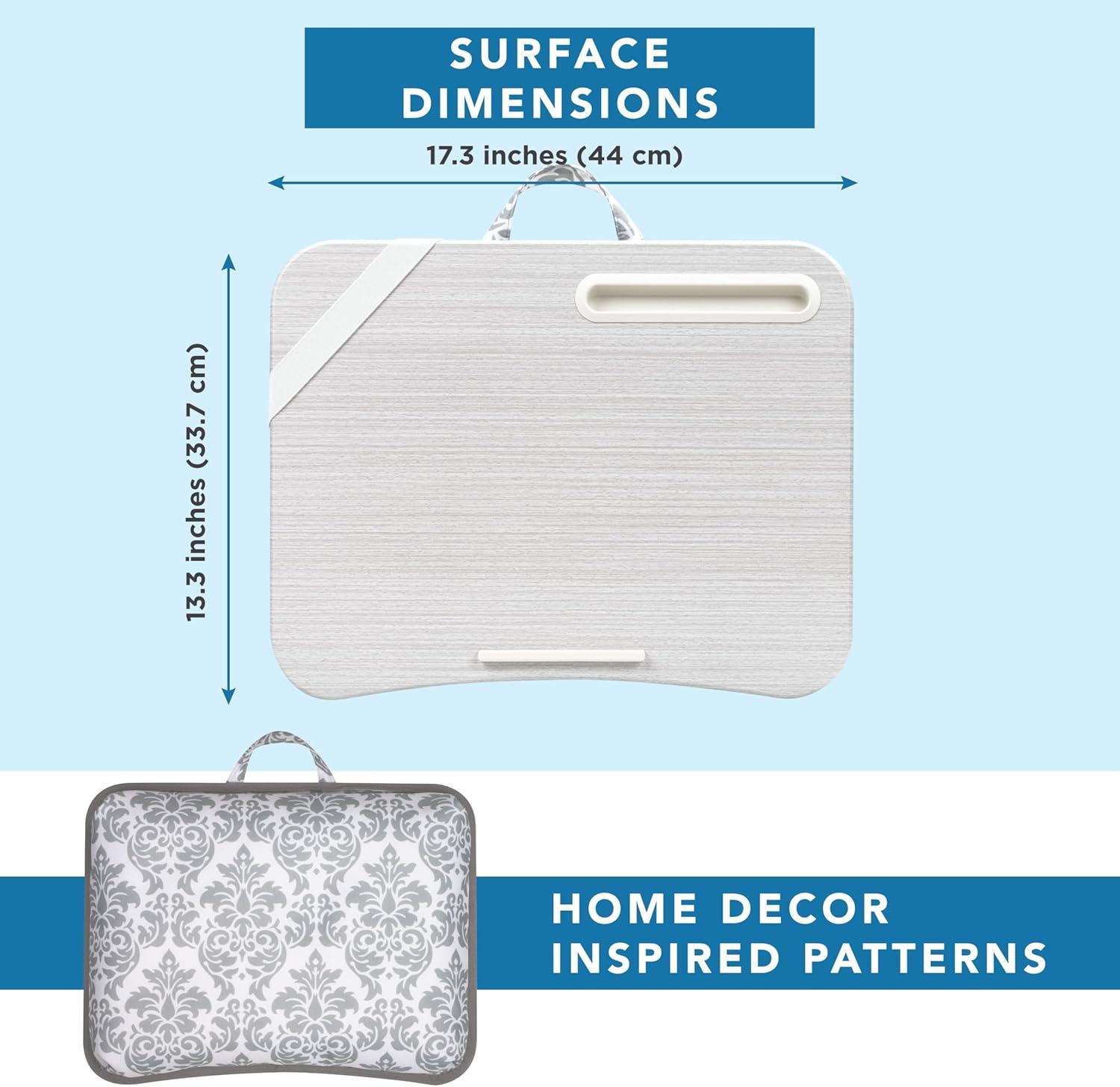 imageLAPGEAR Designer Lap Desk with Phone Holder and Device Ledge  Buffalo Check  Fits up to 156 Inch Laptops  Style No 45428Gray Damask