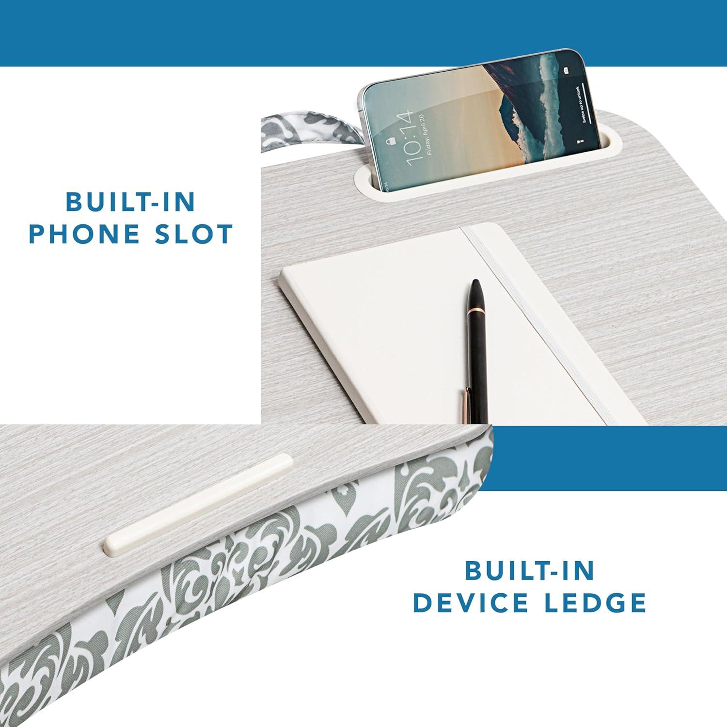 imageLAPGEAR Designer Lap Desk with Phone Holder and Device Ledge  Buffalo Check  Fits up to 156 Inch Laptops  Style No 45428Gray Damask