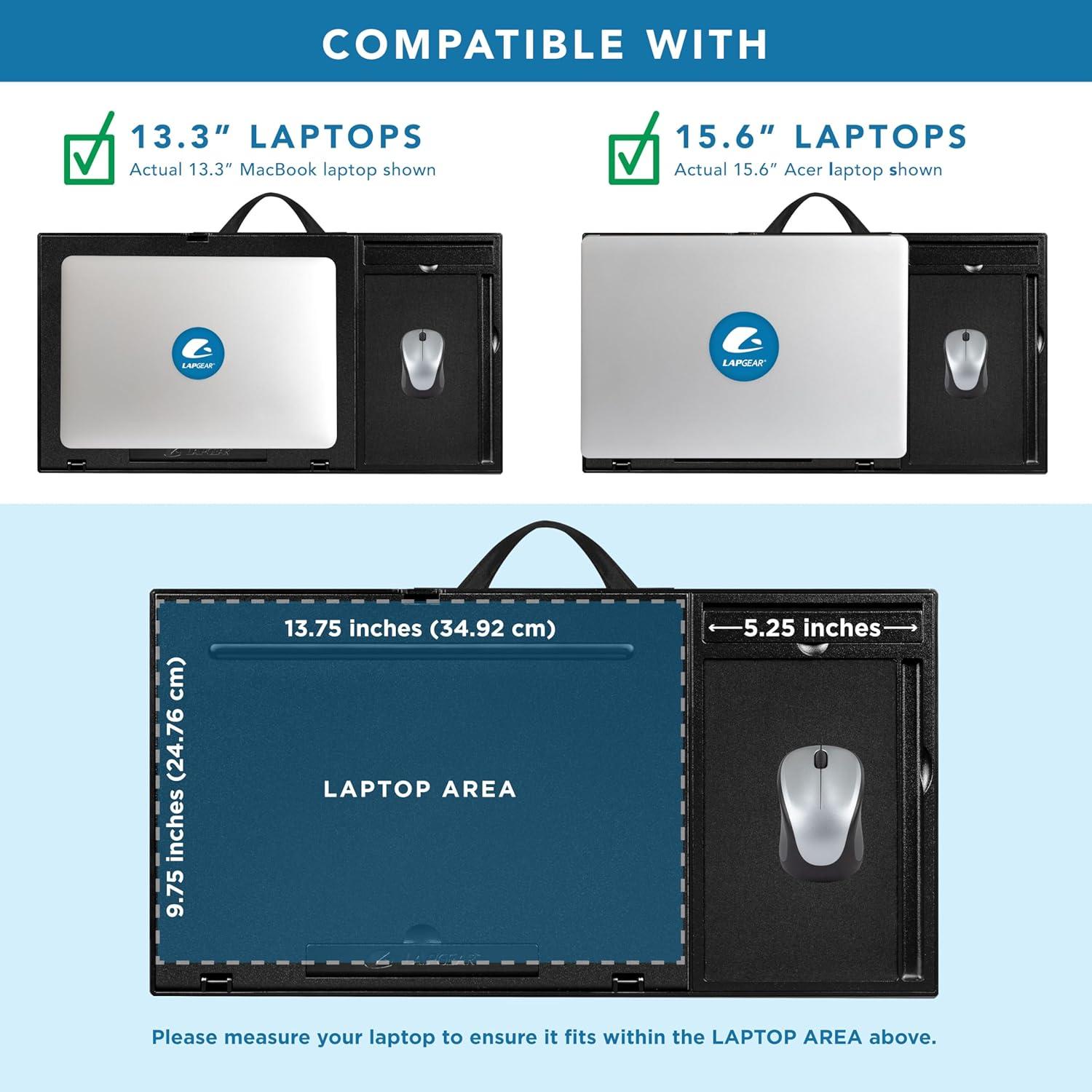 imageLAPGEAR Ergo Pro Lap Desk with 20 Adjustable Angles Mouse Pad and Phone Holder  Black  Fits up to 156 Inch Laptops and Most Tablets  Style No 49408Black