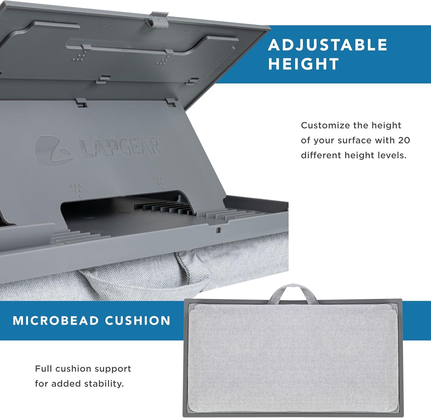 imageLAPGEAR Ergo Pro Lap Desk with 20 Adjustable Angles Mouse Pad and Phone Holder  Black  Fits up to 156 Inch Laptops and Most Tablets  Style No 49408Gray