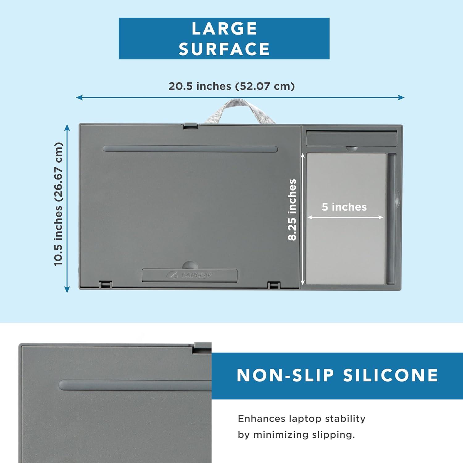 imageLAPGEAR Ergo Pro Lap Desk with 20 Adjustable Angles Mouse Pad and Phone Holder  Black  Fits up to 156 Inch Laptops and Most Tablets  Style No 49408Gray