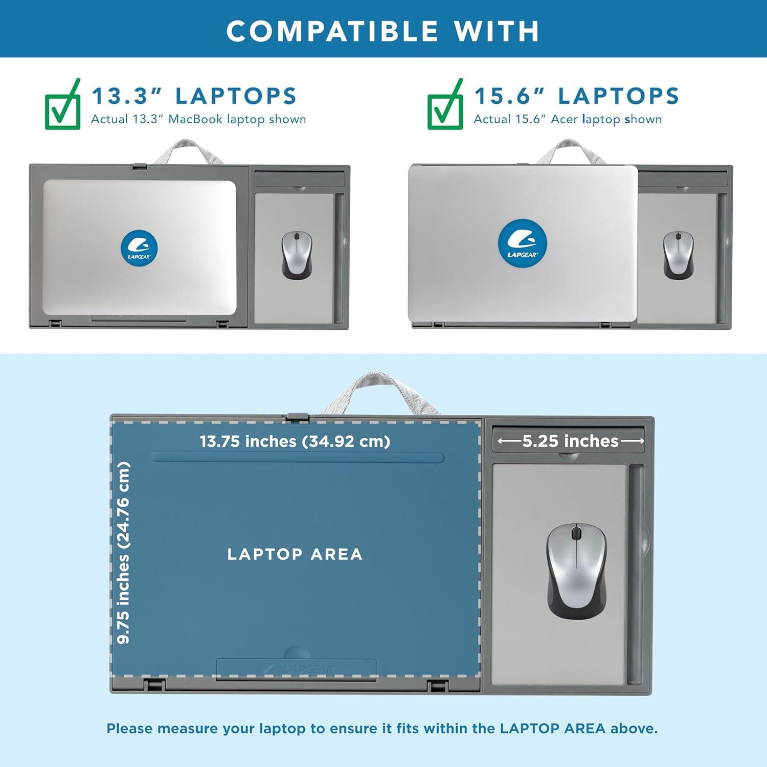 imageLAPGEAR Ergo Pro Lap Desk with 20 Adjustable Angles Mouse Pad and Phone Holder  Black  Fits up to 156 Inch Laptops and Most Tablets  Style No 49408Gray