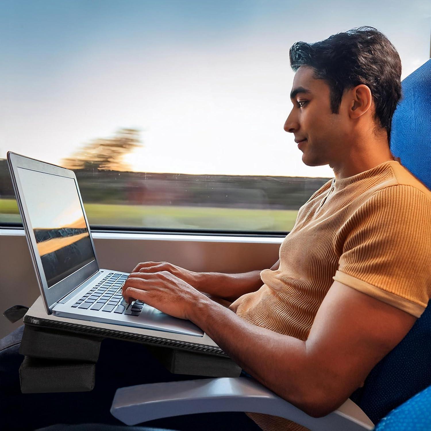 imageLAPGEAR Extra Large Adjustable Lap Desk with Gel Wrist Rest Mouse Pad Phone Holder Device Ledge and Booster Cushion  Gray Woodgrain  Fits up to 173 Inch Laptops  Style No 88105Black Carbon