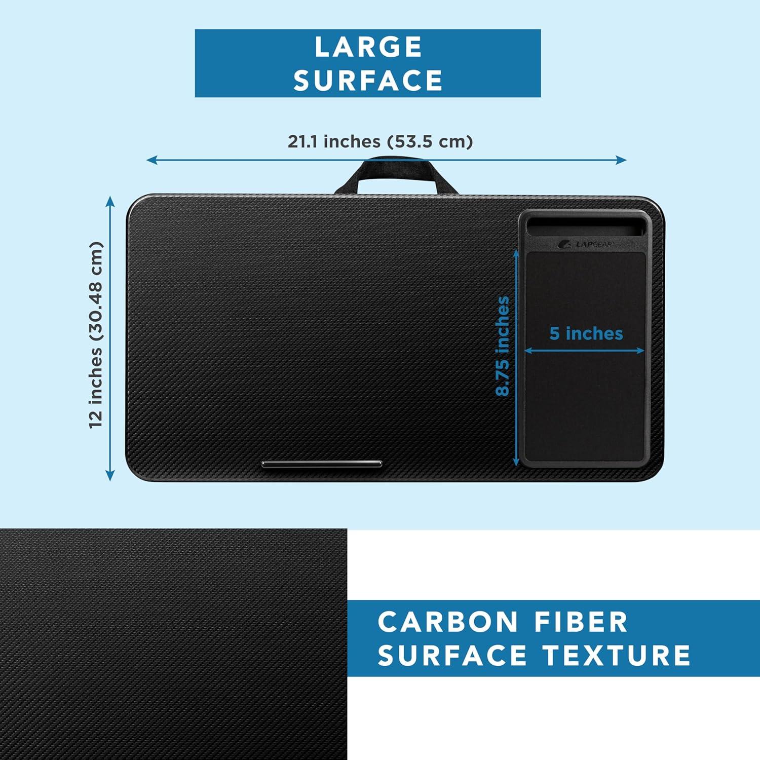 imageLAPGEAR Home Office Pro Lap Desk with Wrist Rest Mouse Pad and Phone Holder  Taj Mahal Marble  Fits up to 156 Inch Laptops  Style No 91601Black Carbon