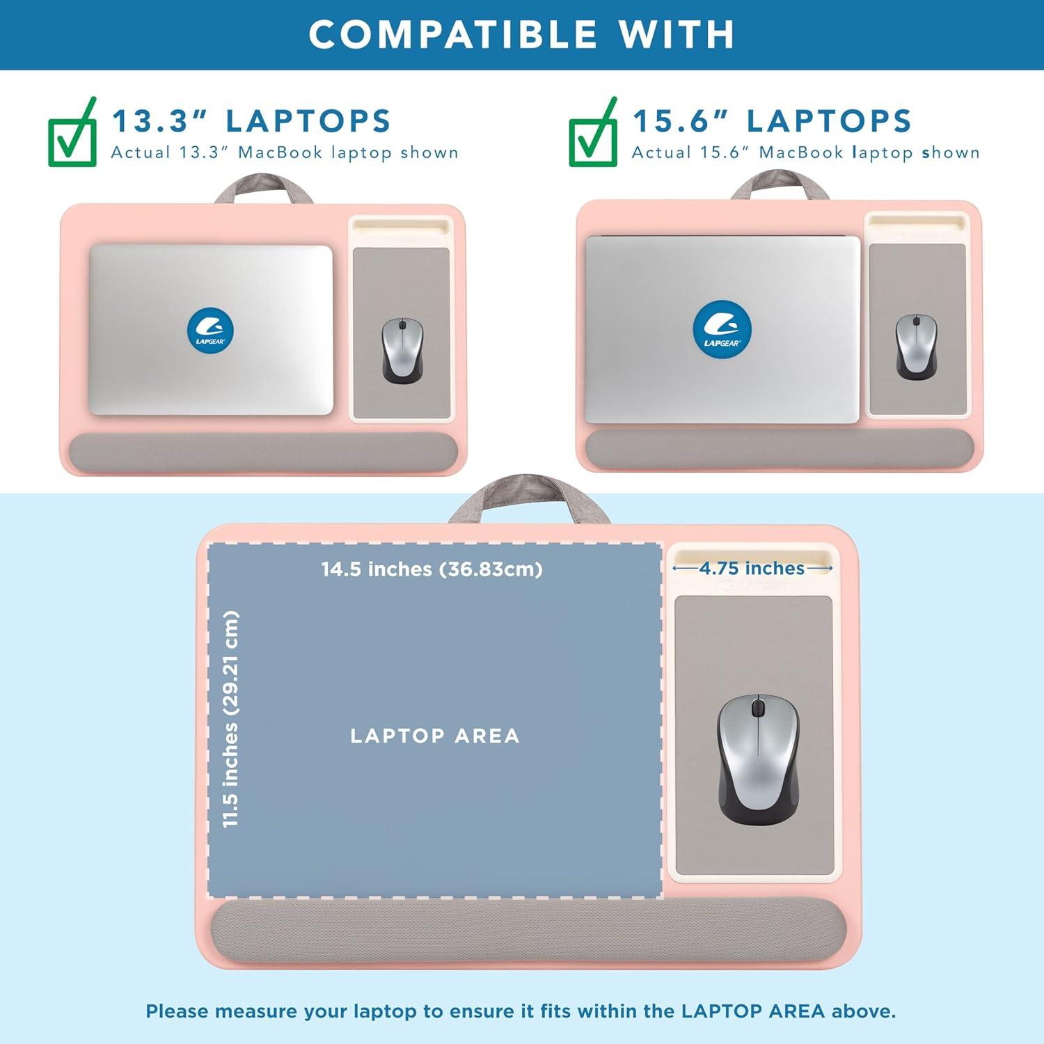 imageLAPGEAR Home Office Pro Lap Desk with Wrist Rest Mouse Pad and Phone Holder  Taj Mahal Marble  Fits up to 156 Inch Laptops  Style No 91601Blush Pink