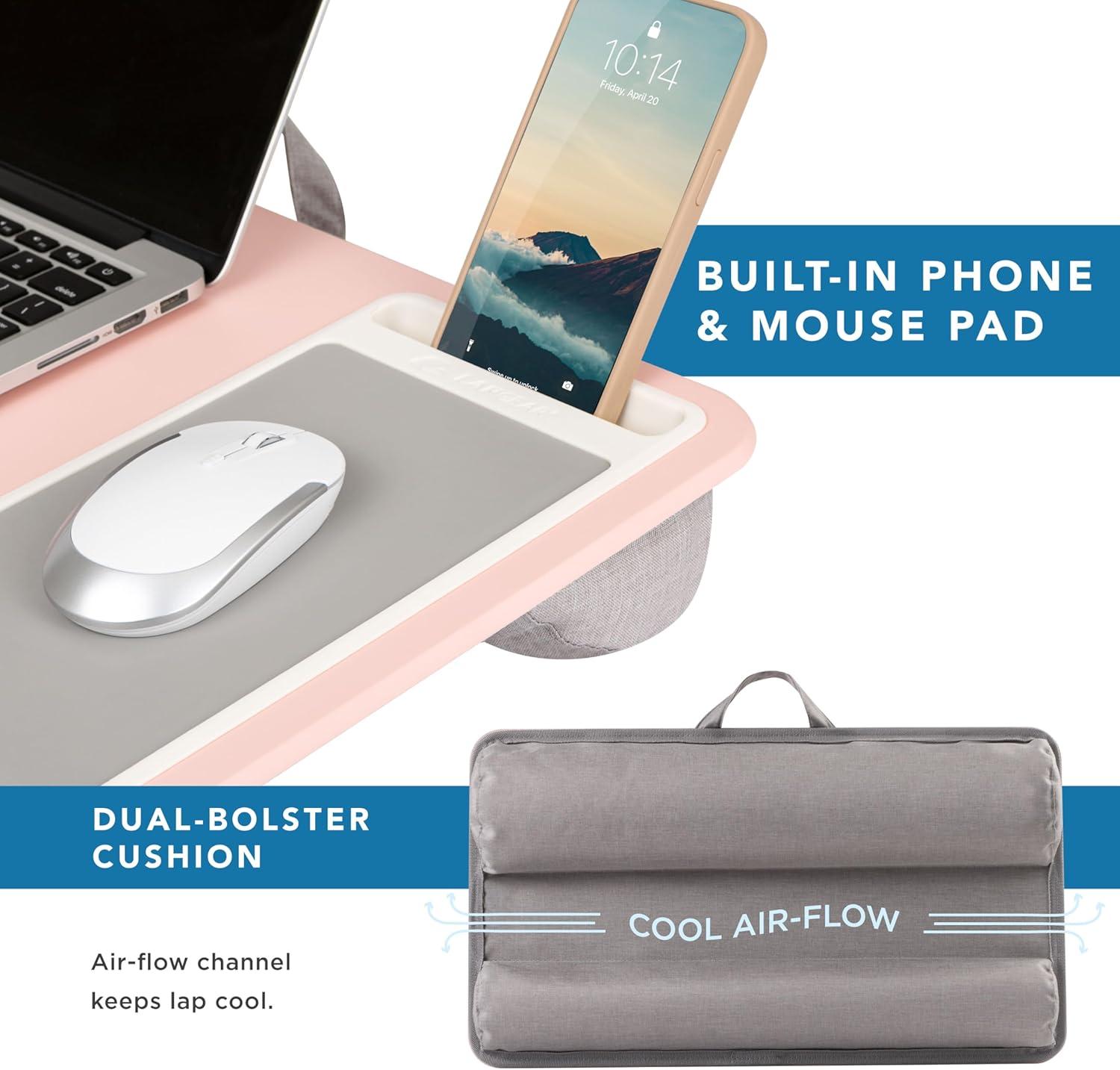 imageLAPGEAR Home Office Pro Lap Desk with Wrist Rest Mouse Pad and Phone Holder  Taj Mahal Marble  Fits up to 156 Inch Laptops  Style No 91601Blush Pink