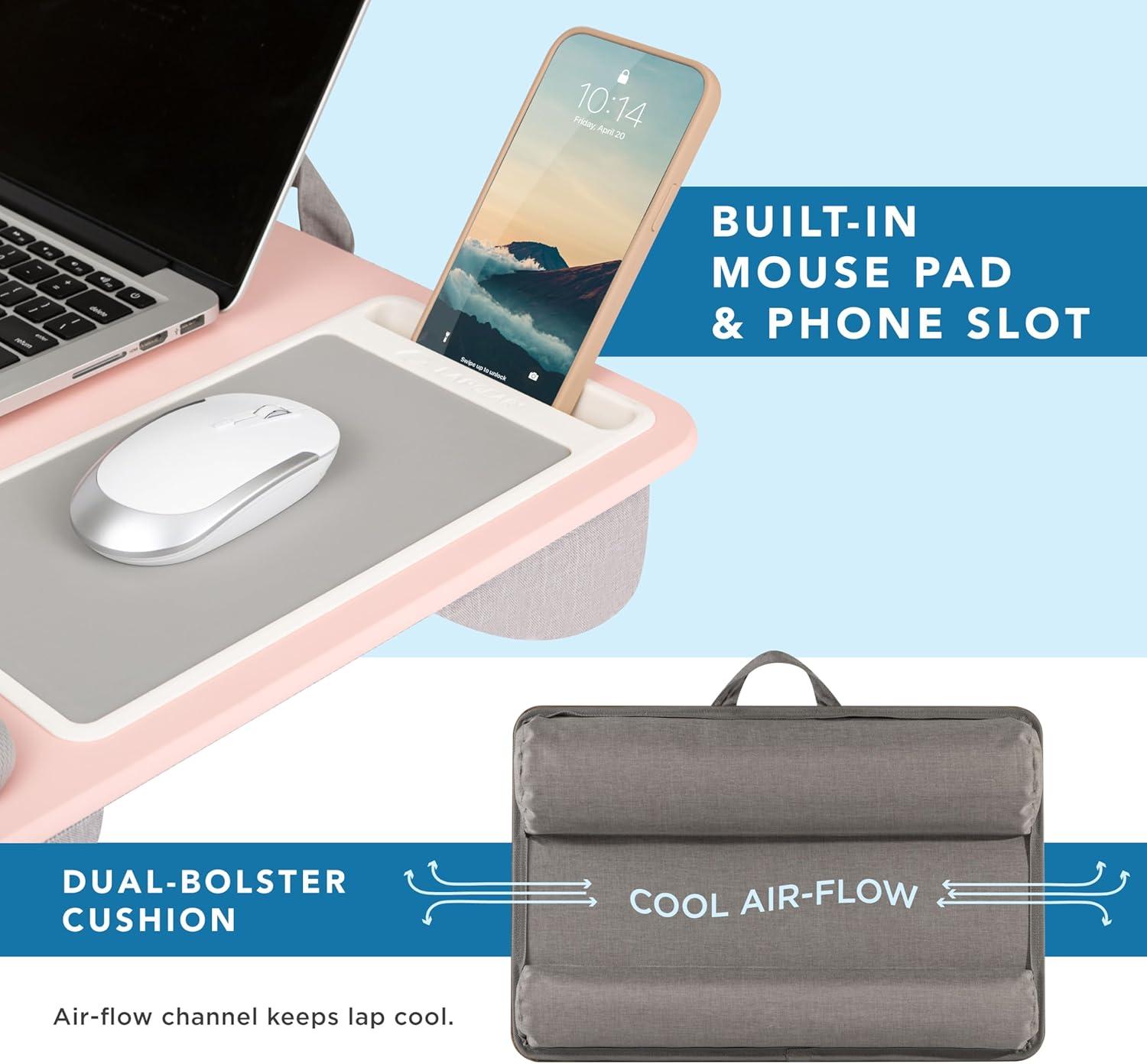 imageLAPGEAR Home Office Pro Lap Desk with Wrist Rest Mouse Pad and Phone Holder  Taj Mahal Marble  Fits up to 156 Inch Laptops  Style No 91601Blush Pink