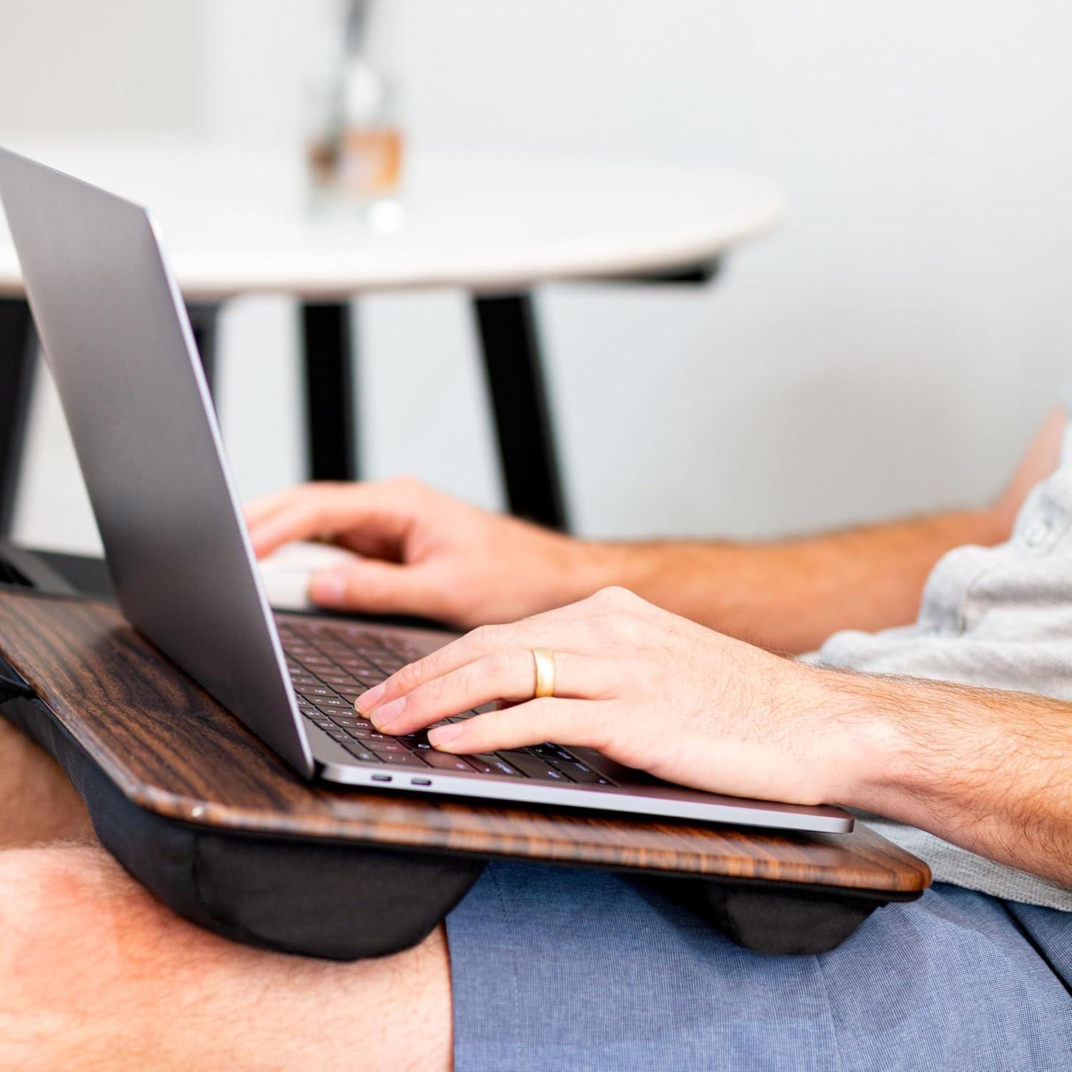 imageLAPGEAR Home Office Pro Lap Desk with Wrist Rest Mouse Pad and Phone Holder  Taj Mahal Marble  Fits up to 156 Inch Laptops  Style No 91601Espresso Woodgrain