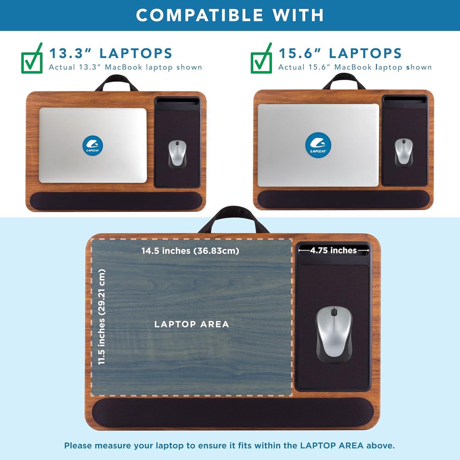 imageLAPGEAR Home Office Pro Lap Desk with Wrist Rest Mouse Pad and Phone Holder  Taj Mahal Marble  Fits up to 156 Inch Laptops  Style No 91601Espresso Woodgrain