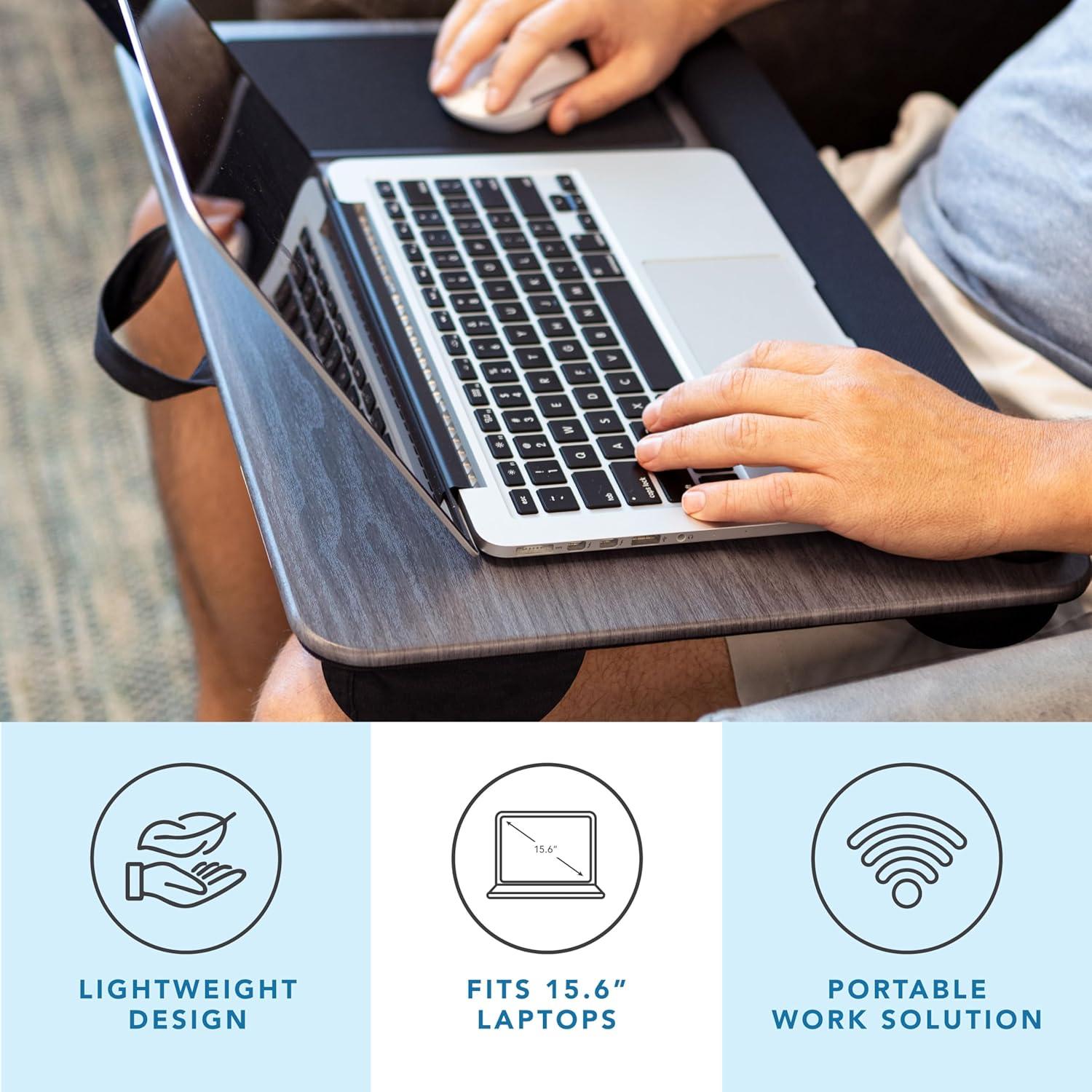 imageLAPGEAR Home Office Pro Lap Desk with Wrist Rest Mouse Pad and Phone Holder  Taj Mahal Marble  Fits up to 156 Inch Laptops  Style No 91601Gray Woodgrain