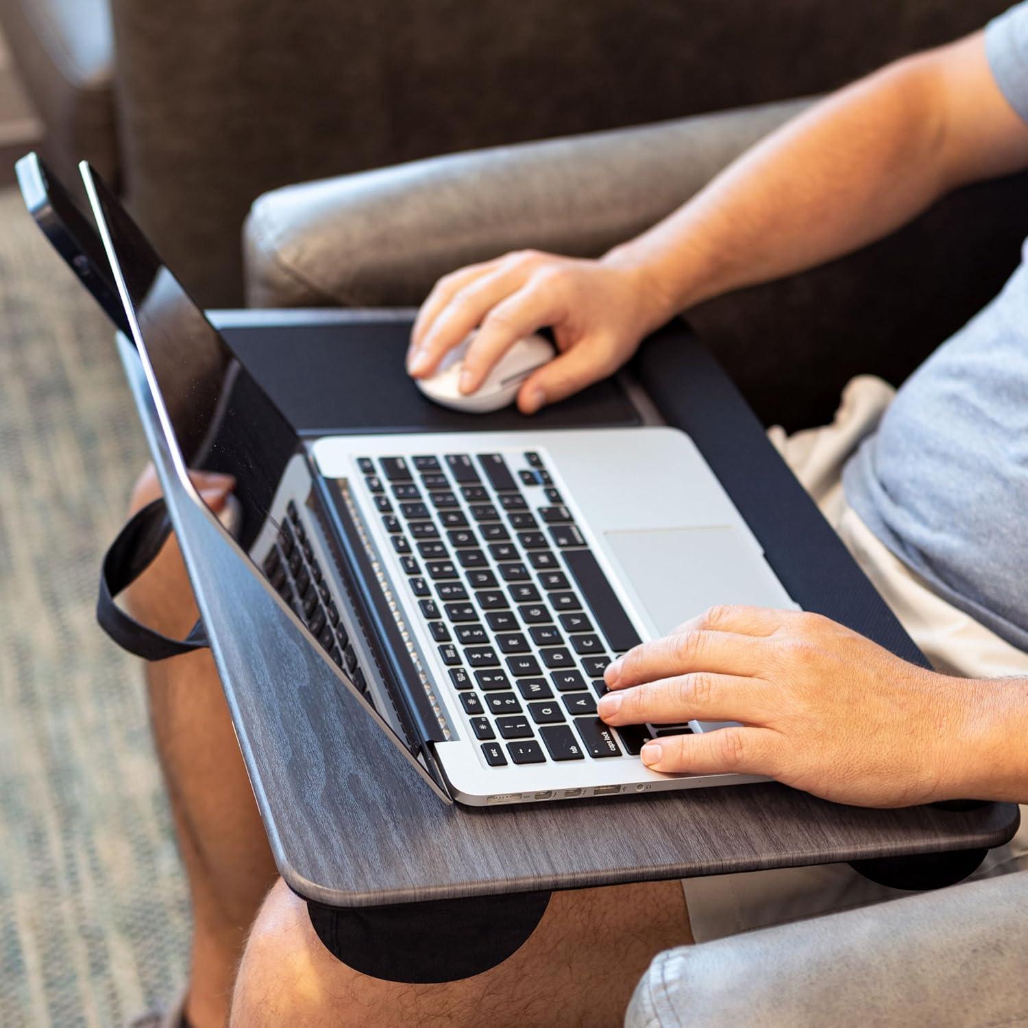 imageLAPGEAR Home Office Pro Lap Desk with Wrist Rest Mouse Pad and Phone Holder  Taj Mahal Marble  Fits up to 156 Inch Laptops  Style No 91601Gray Woodgrain