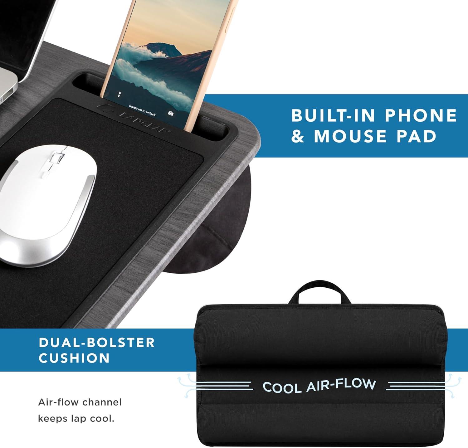 imageLAPGEAR Home Office Pro Lap Desk with Wrist Rest Mouse Pad and Phone Holder  Taj Mahal Marble  Fits up to 156 Inch Laptops  Style No 91601Gray Woodgrain