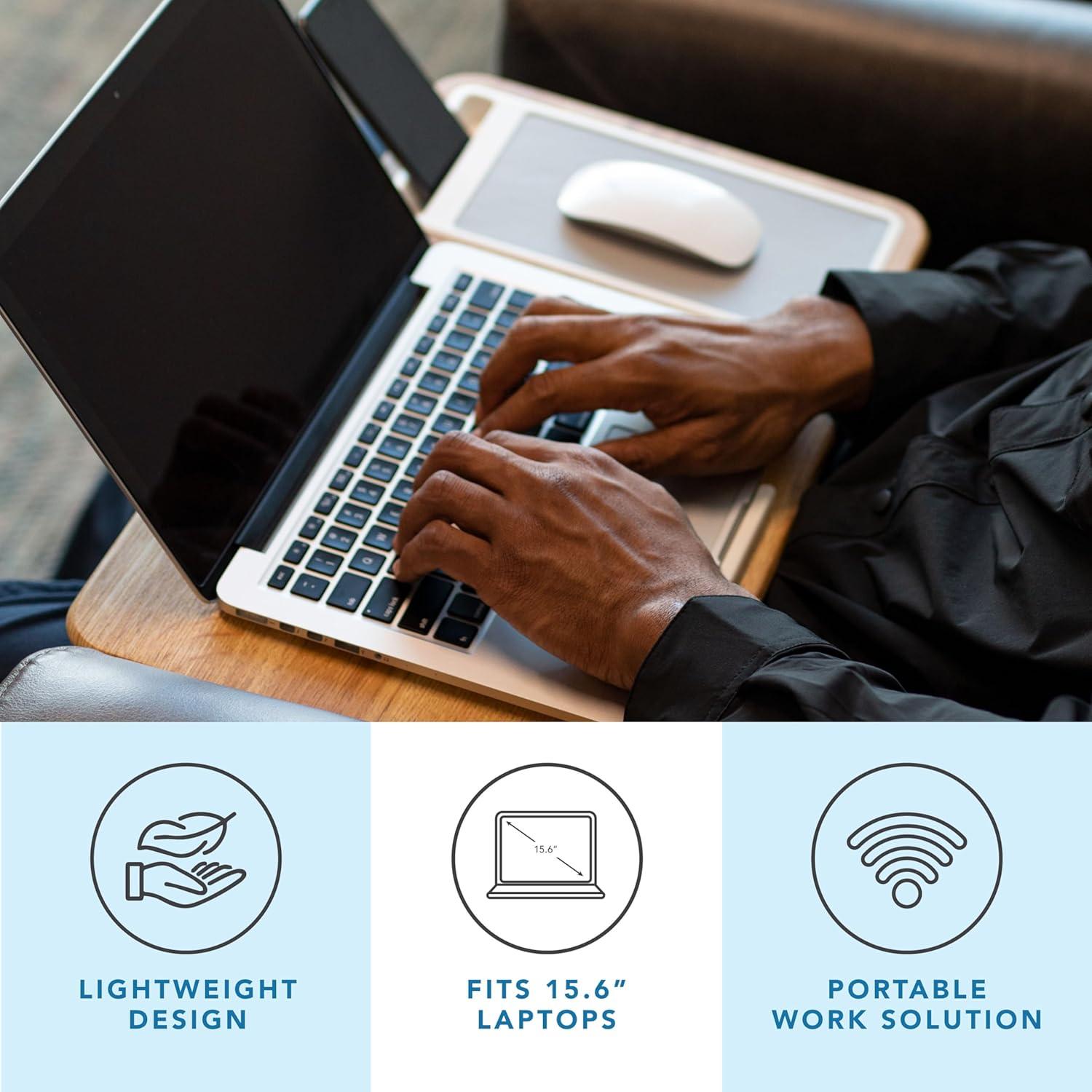 imageLAPGEAR Home Office Pro Lap Desk with Wrist Rest Mouse Pad and Phone Holder  Taj Mahal Marble  Fits up to 156 Inch Laptops  Style No 91601Oak Woodgrain