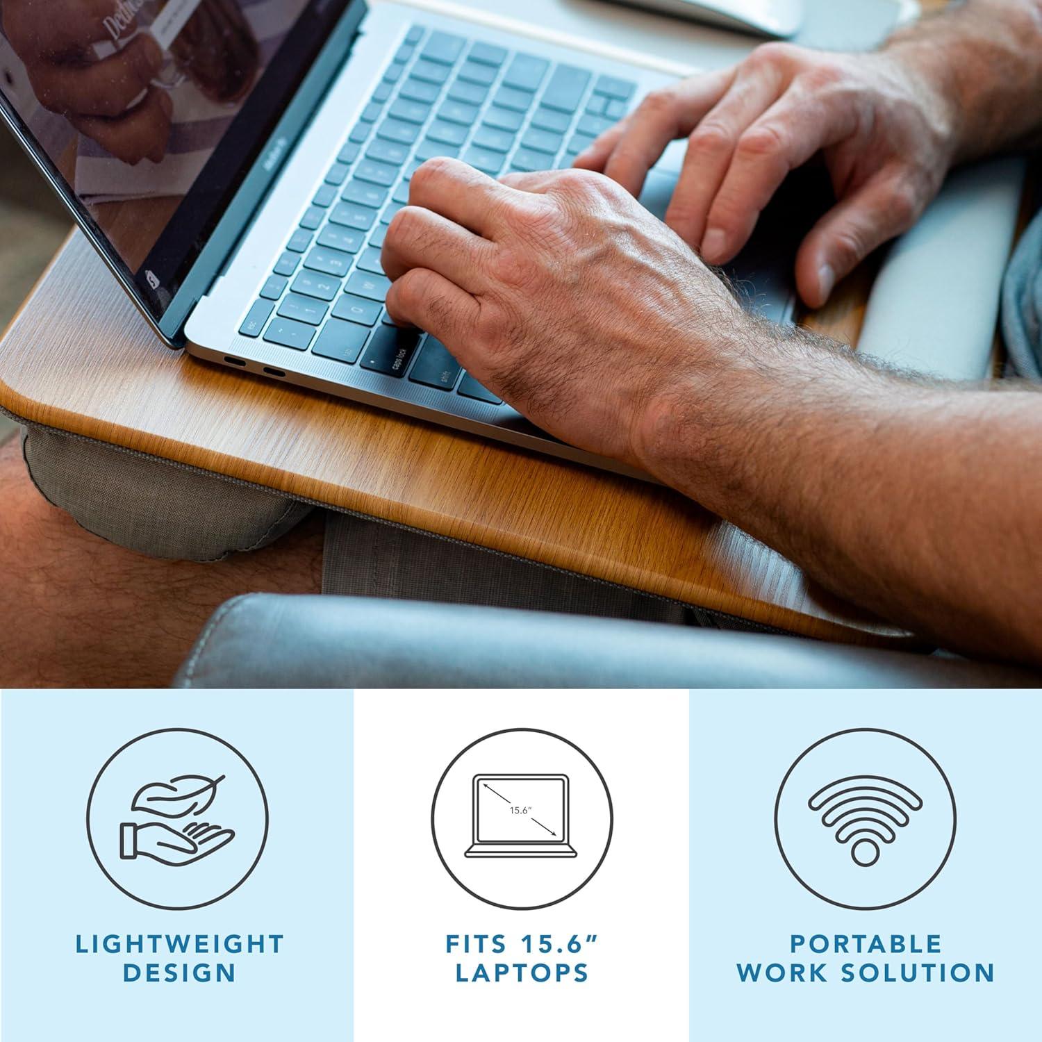 imageLAPGEAR Home Office Pro Lap Desk with Wrist Rest Mouse Pad and Phone Holder  Taj Mahal Marble  Fits up to 156 Inch Laptops  Style No 91601Oak Woodgrain