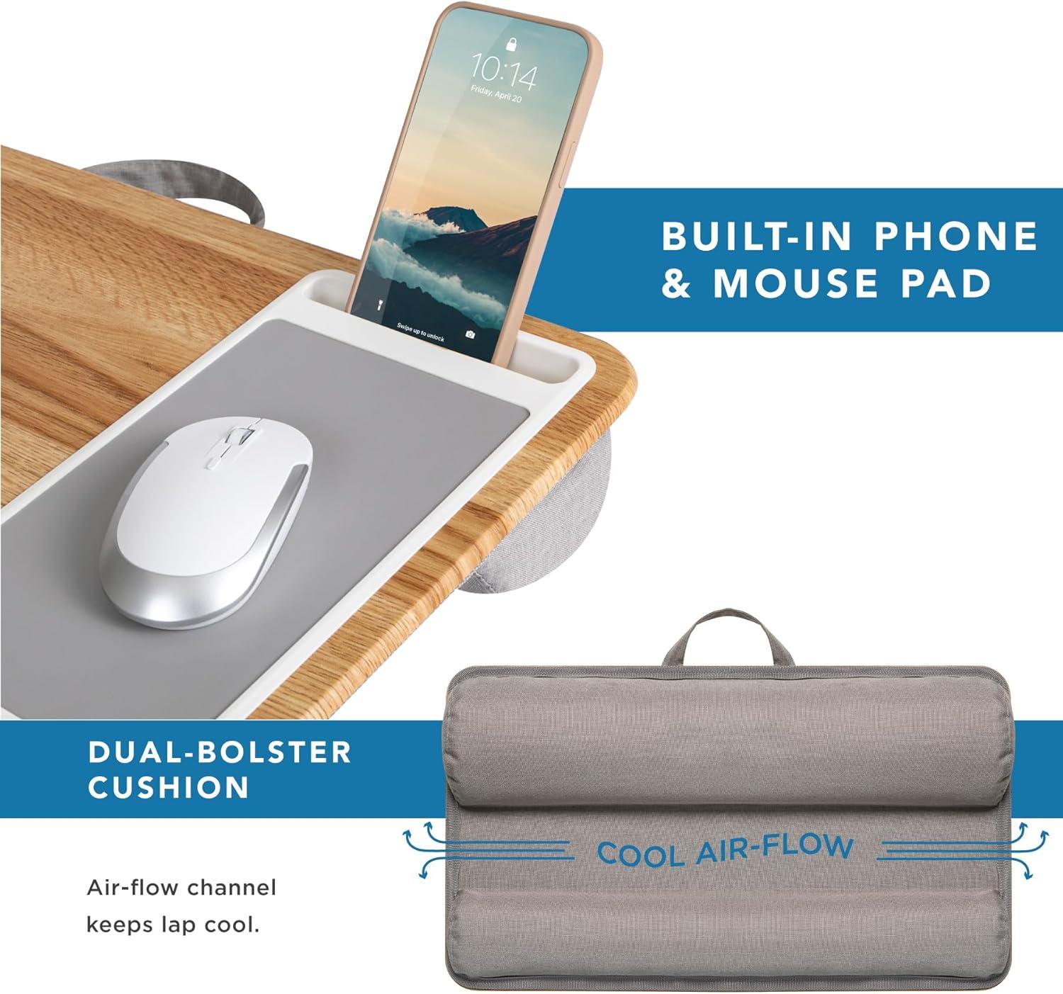 imageLAPGEAR Home Office Pro Lap Desk with Wrist Rest Mouse Pad and Phone Holder  Taj Mahal Marble  Fits up to 156 Inch Laptops  Style No 91601Oak Woodgrain
