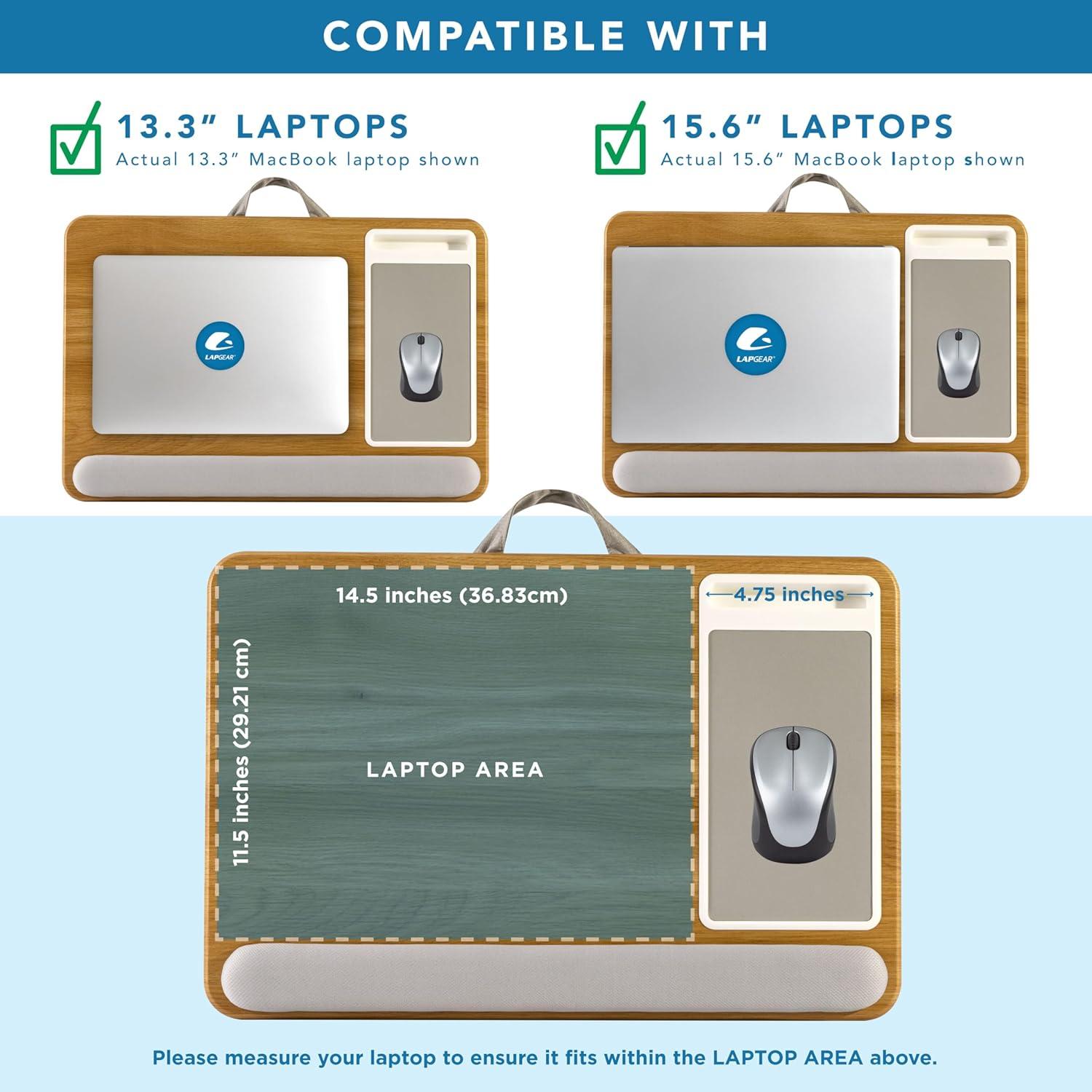 imageLAPGEAR Home Office Pro Lap Desk with Wrist Rest Mouse Pad and Phone Holder  Taj Mahal Marble  Fits up to 156 Inch Laptops  Style No 91601Oak Woodgrain