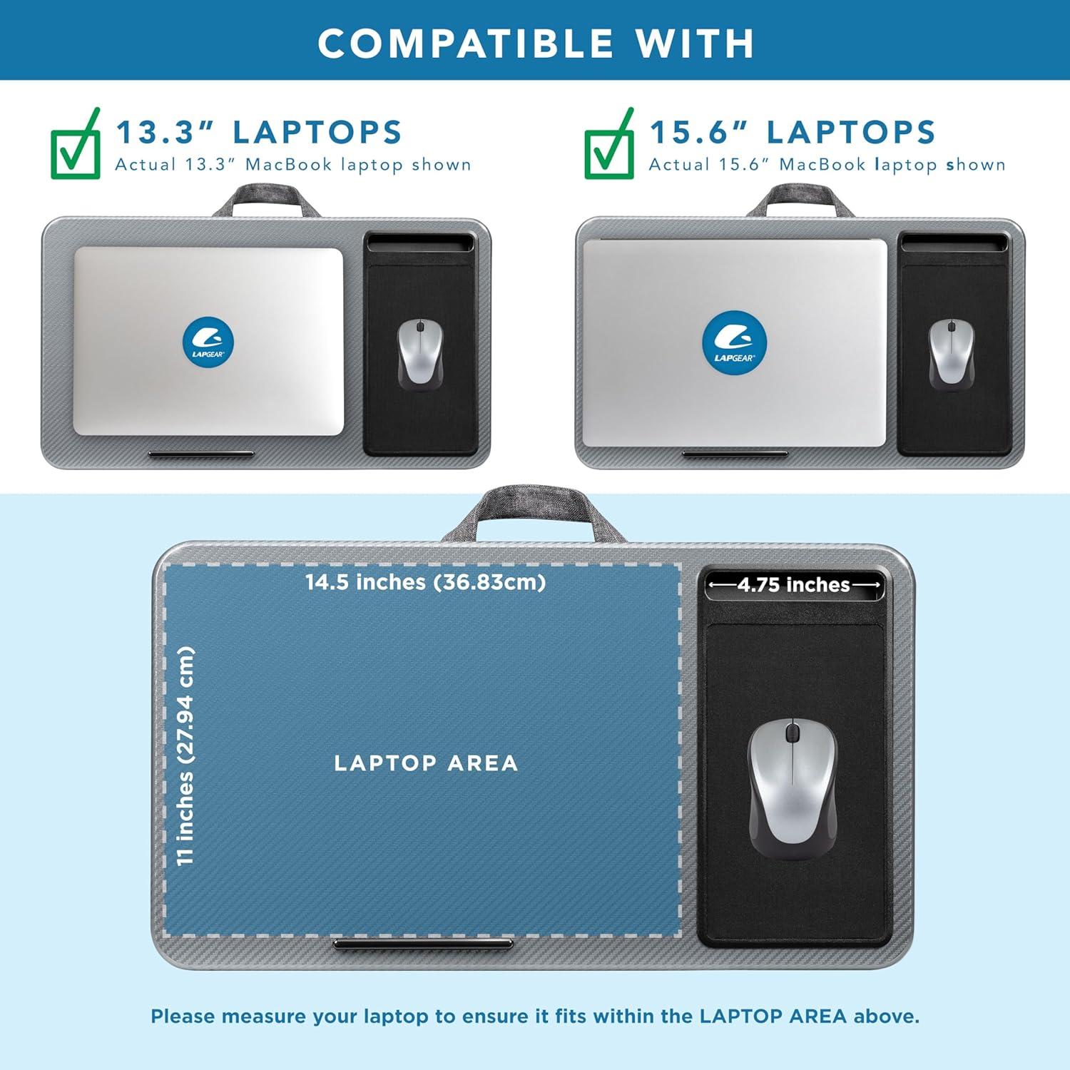 imageLAPGEAR Home Office Pro Lap Desk with Wrist Rest Mouse Pad and Phone Holder  Taj Mahal Marble  Fits up to 156 Inch Laptops  Style No 91601Silver Carbon