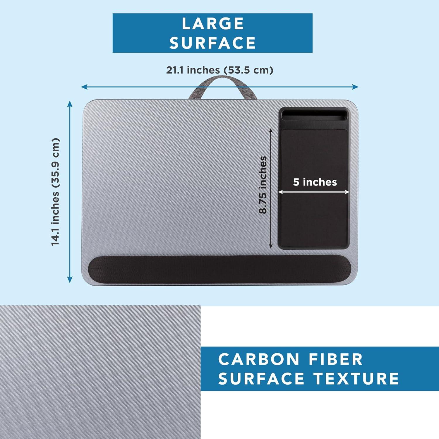 imageLAPGEAR Home Office Pro Lap Desk with Wrist Rest Mouse Pad and Phone Holder  Taj Mahal Marble  Fits up to 156 Inch Laptops  Style No 91601Silver Carbon