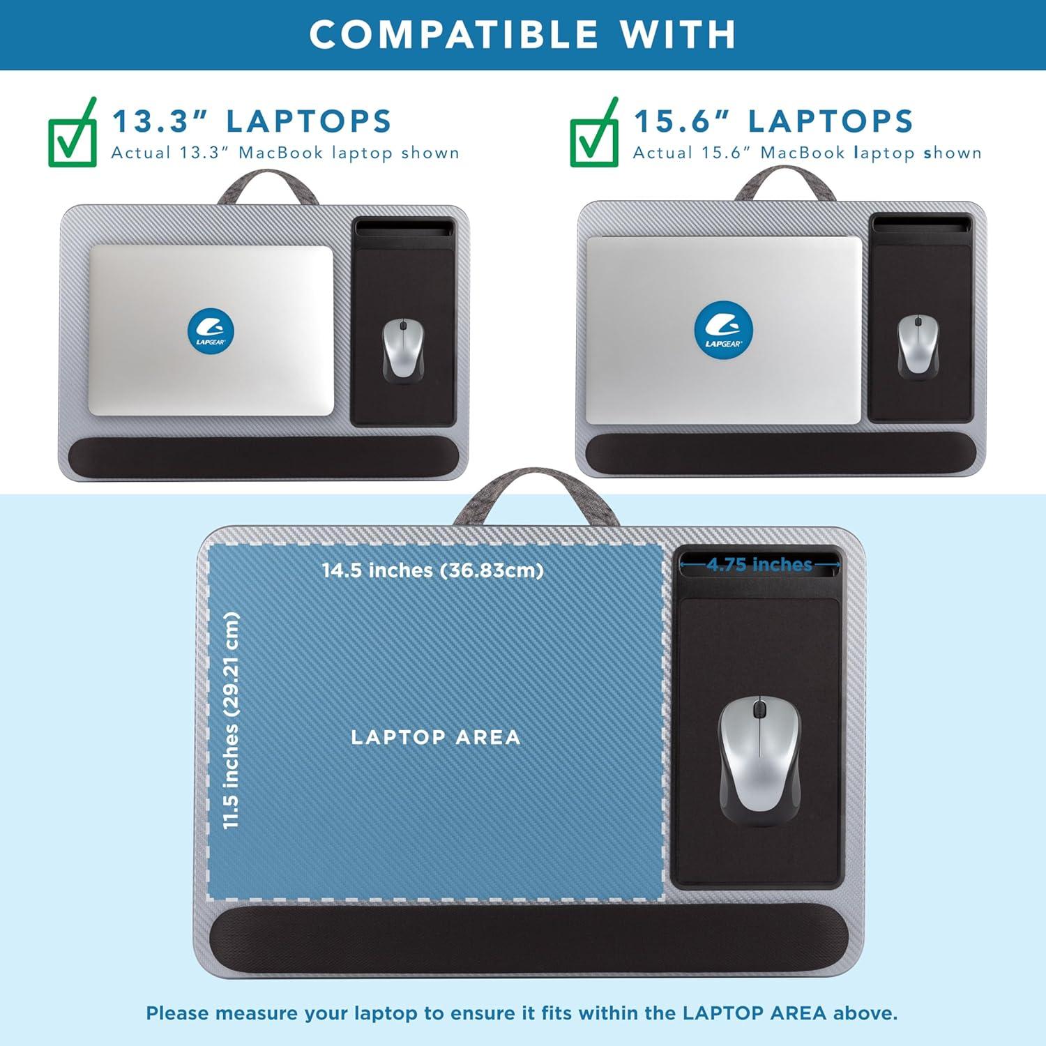 imageLAPGEAR Home Office Pro Lap Desk with Wrist Rest Mouse Pad and Phone Holder  Taj Mahal Marble  Fits up to 156 Inch Laptops  Style No 91601Silver Carbon