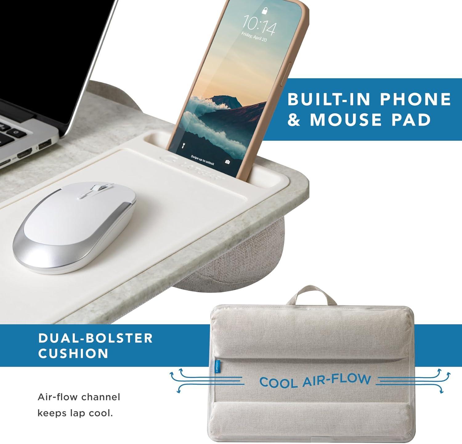 imageLAPGEAR Home Office Pro Lap Desk with Wrist Rest Mouse Pad and Phone Holder  Taj Mahal Marble  Fits up to 156 Inch Laptops  Style No 91601Taj Mahal Marble