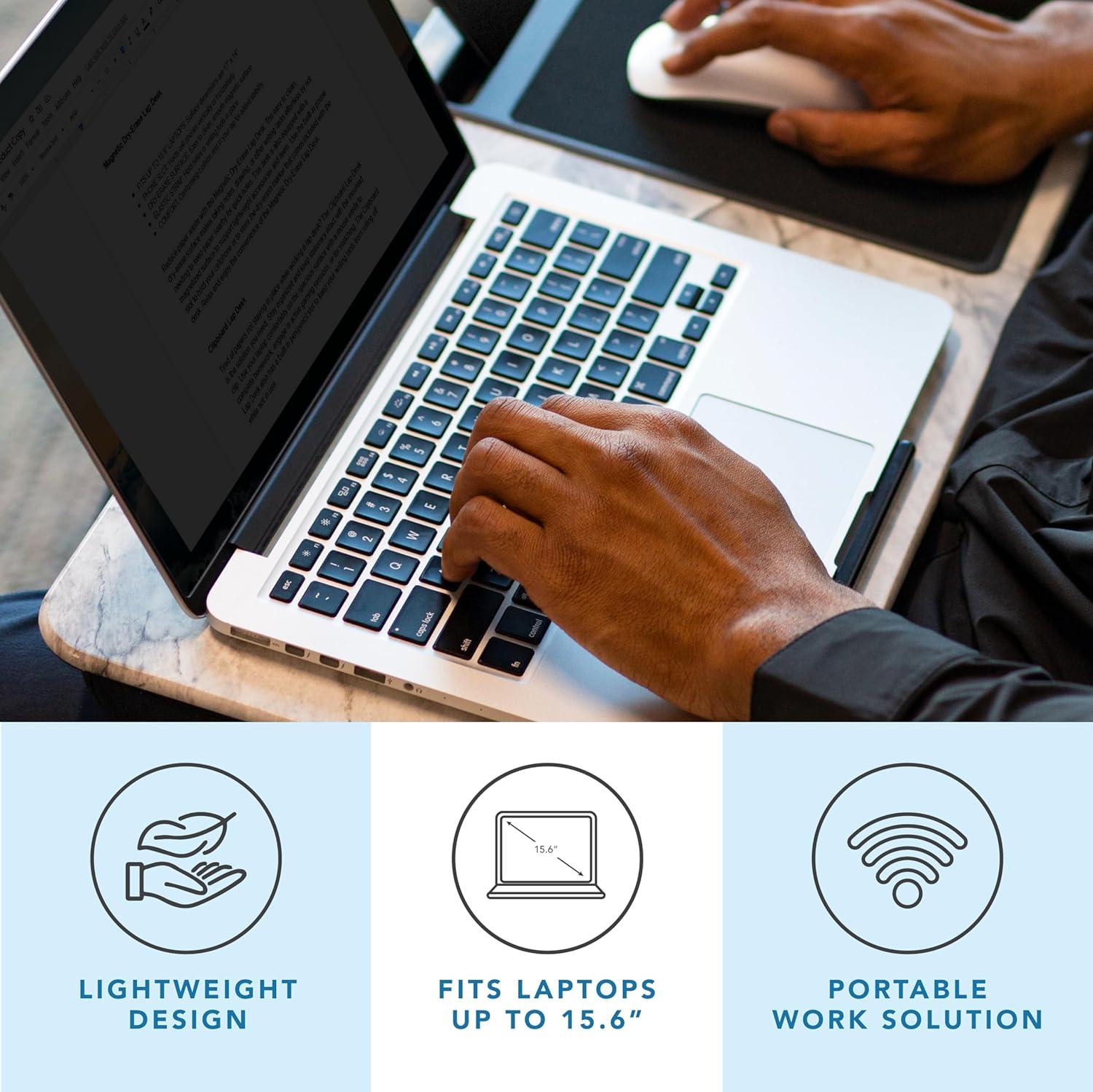 imageLAPGEAR Home Office Pro Lap Desk with Wrist Rest Mouse Pad and Phone Holder  Taj Mahal Marble  Fits up to 156 Inch Laptops  Style No 91601White Marble