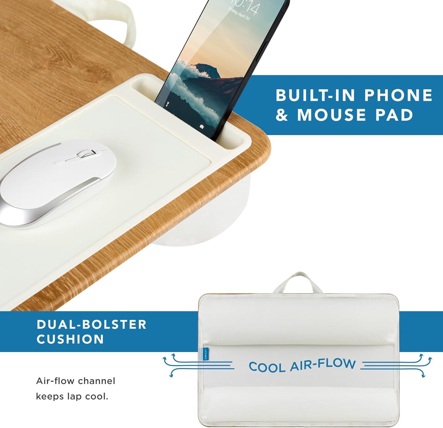 imageLAPGEAR Home Office Pro Lap Desk with Wrist Rest Mouse Pad and Phone Holder  Taj Mahal Marble  Fits up to 156 Inch Laptops  Style No 91601White Oak Woodgrain