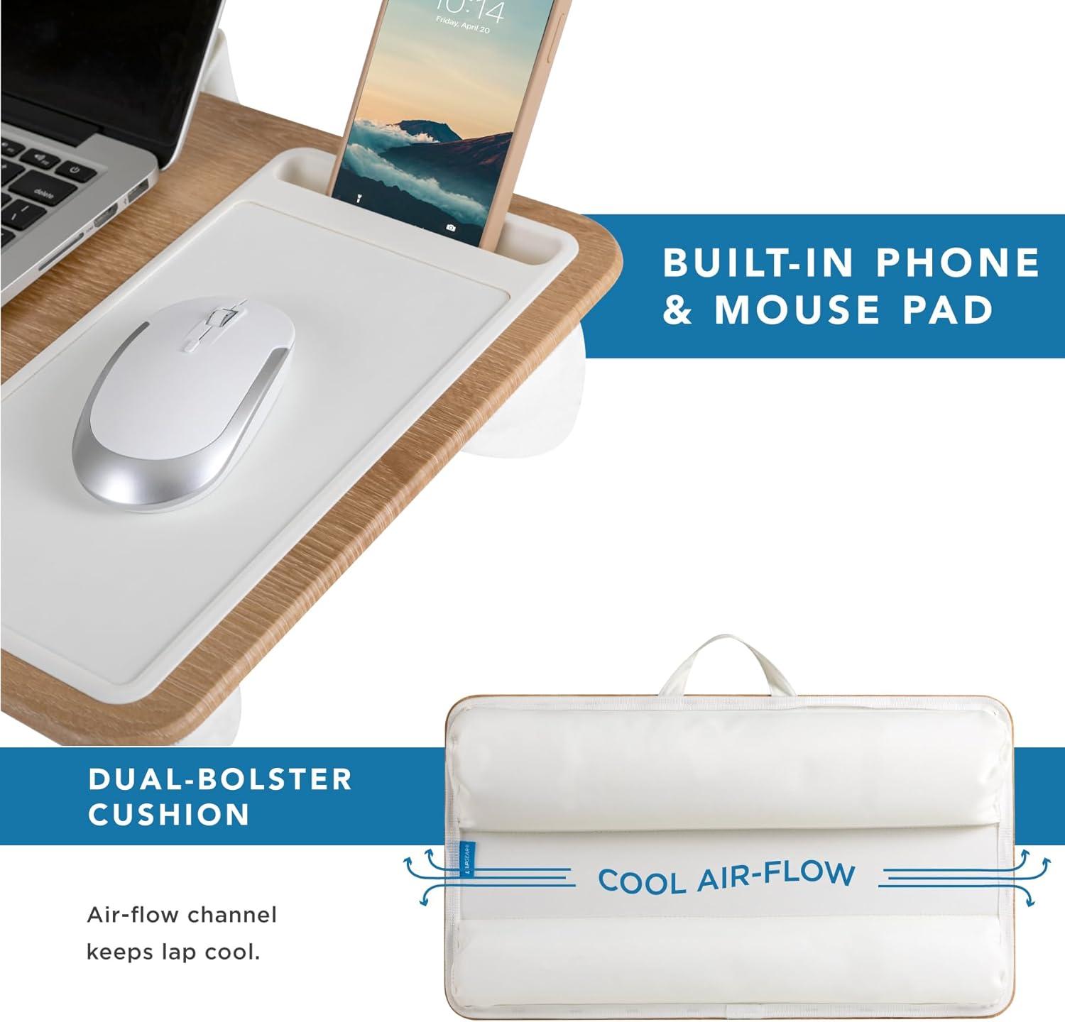 imageLAPGEAR Home Office Pro Lap Desk with Wrist Rest Mouse Pad and Phone Holder  Taj Mahal Marble  Fits up to 156 Inch Laptops  Style No 91601White Oak Woodgrain