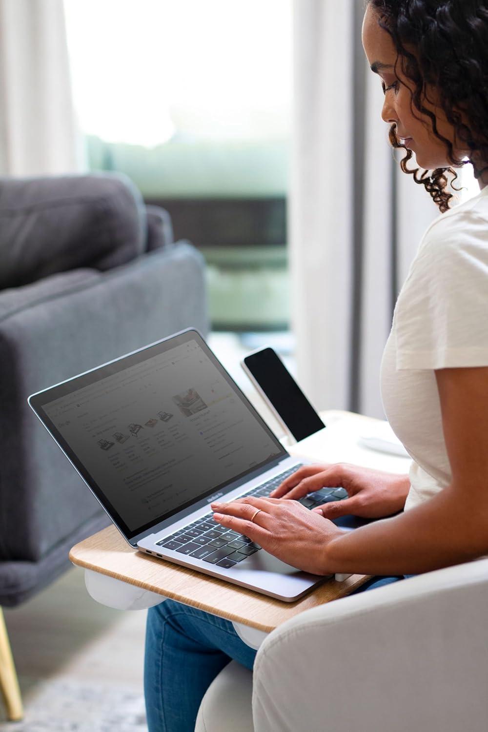 imageLAPGEAR Home Office Pro Lap Desk with Wrist Rest Mouse Pad and Phone Holder  Taj Mahal Marble  Fits up to 156 Inch Laptops  Style No 91601White Oak Woodgrain