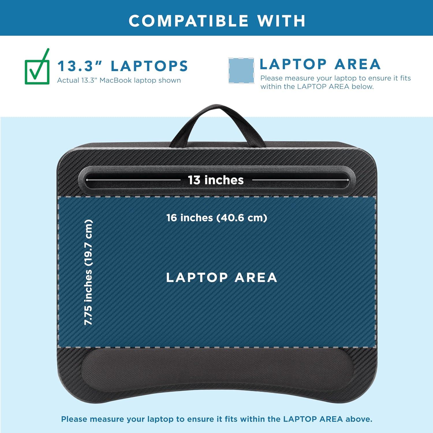 imageLAPGEAR Memory Foam Lap Desk with Wrist Rest and Media Slot  Medium  Silver Carbon  Fits up to 156 Inch Laptops and Most Tablet Devices  Style No 91335Black Carbon