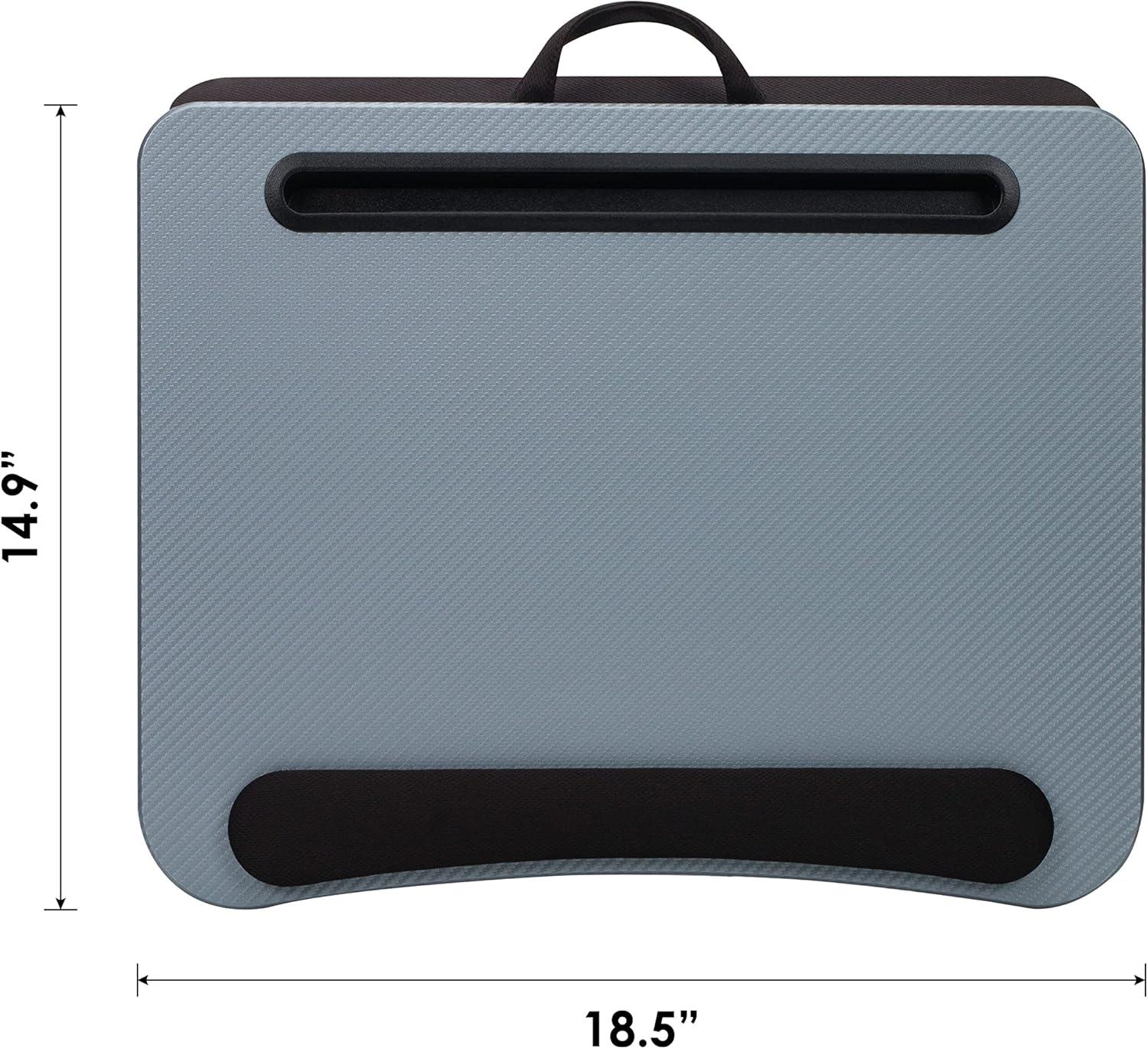 imageLAPGEAR Memory Foam Lap Desk with Wrist Rest and Media Slot  Medium  Silver Carbon  Fits up to 156 Inch Laptops and Most Tablet Devices  Style No 91335Silver Carbon