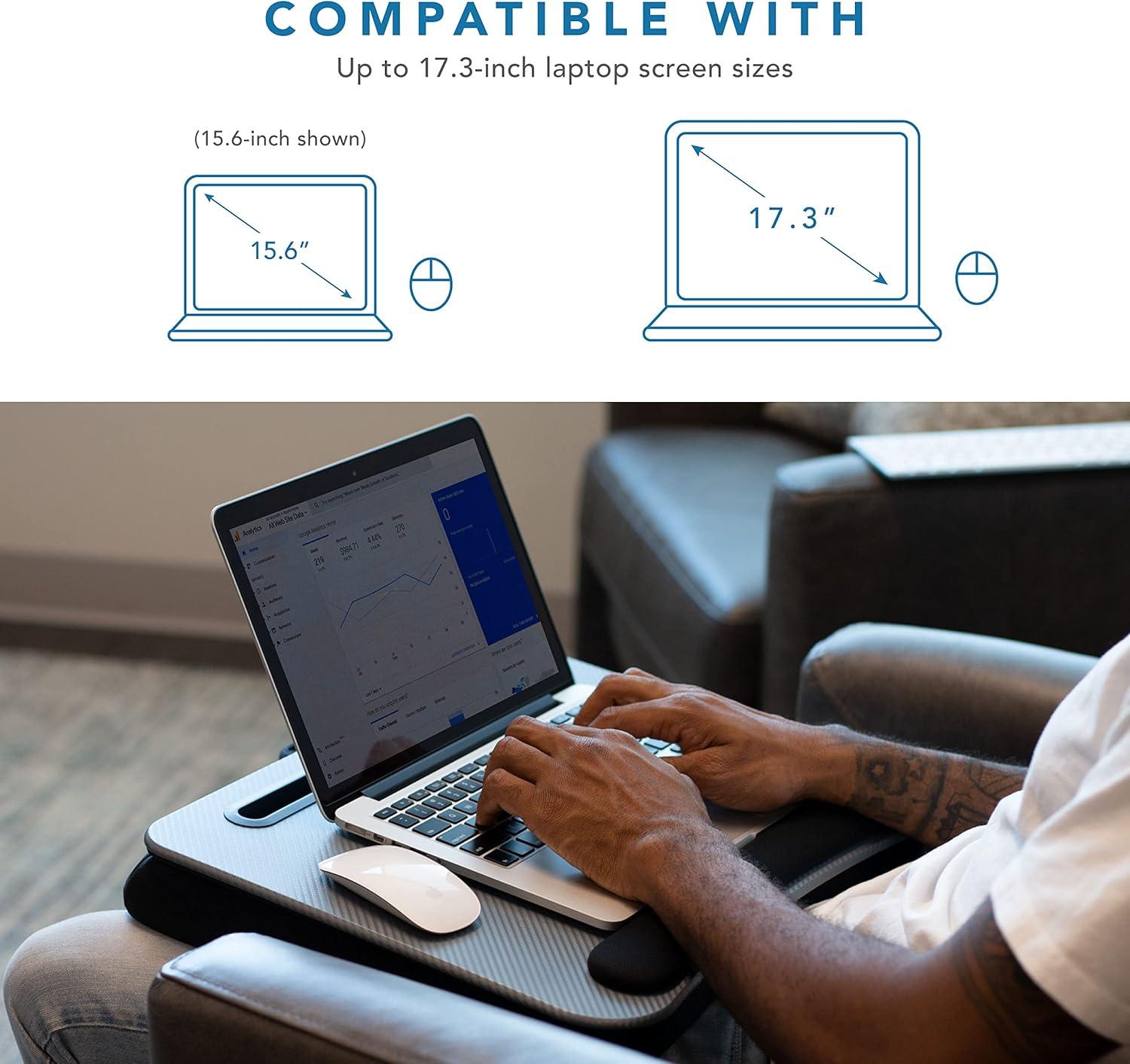 imageLAPGEAR Memory Foam Lap Desk with Wrist Rest and Media Slot  Medium  Silver Carbon  Fits up to 156 Inch Laptops and Most Tablet Devices  Style No 91335Silver Carbon