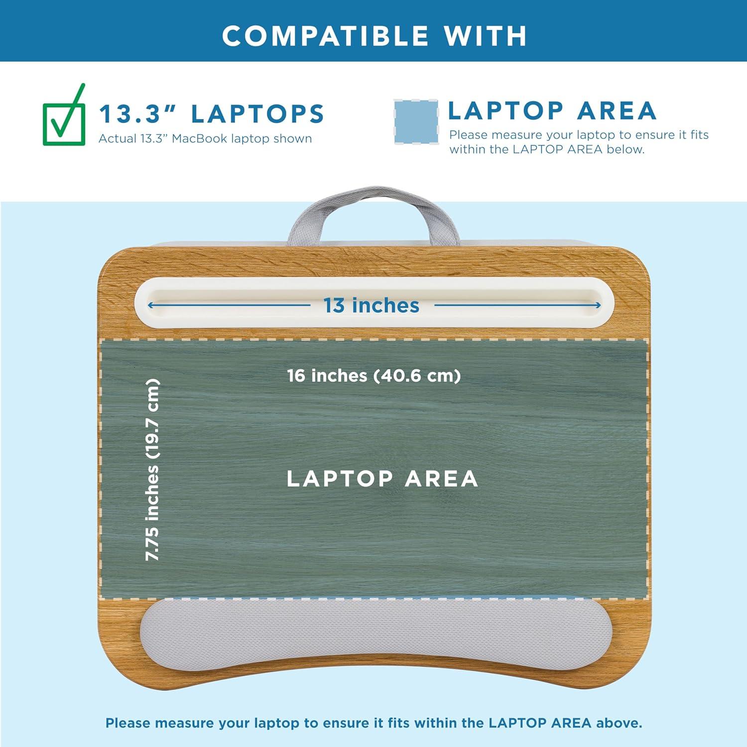 imageLAPGEAR Memory Foam Lap Desk with Wrist Rest and Media Slot  Medium  Silver Carbon  Fits up to 156 Inch Laptops and Most Tablet Devices  Style No 91335Oak Woodgrain