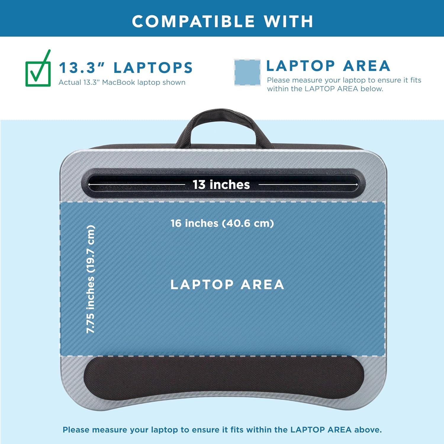imageLAPGEAR Memory Foam Lap Desk with Wrist Rest and Media Slot  Medium  Silver Carbon  Fits up to 156 Inch Laptops and Most Tablet Devices  Style No 91335Silver Carbon