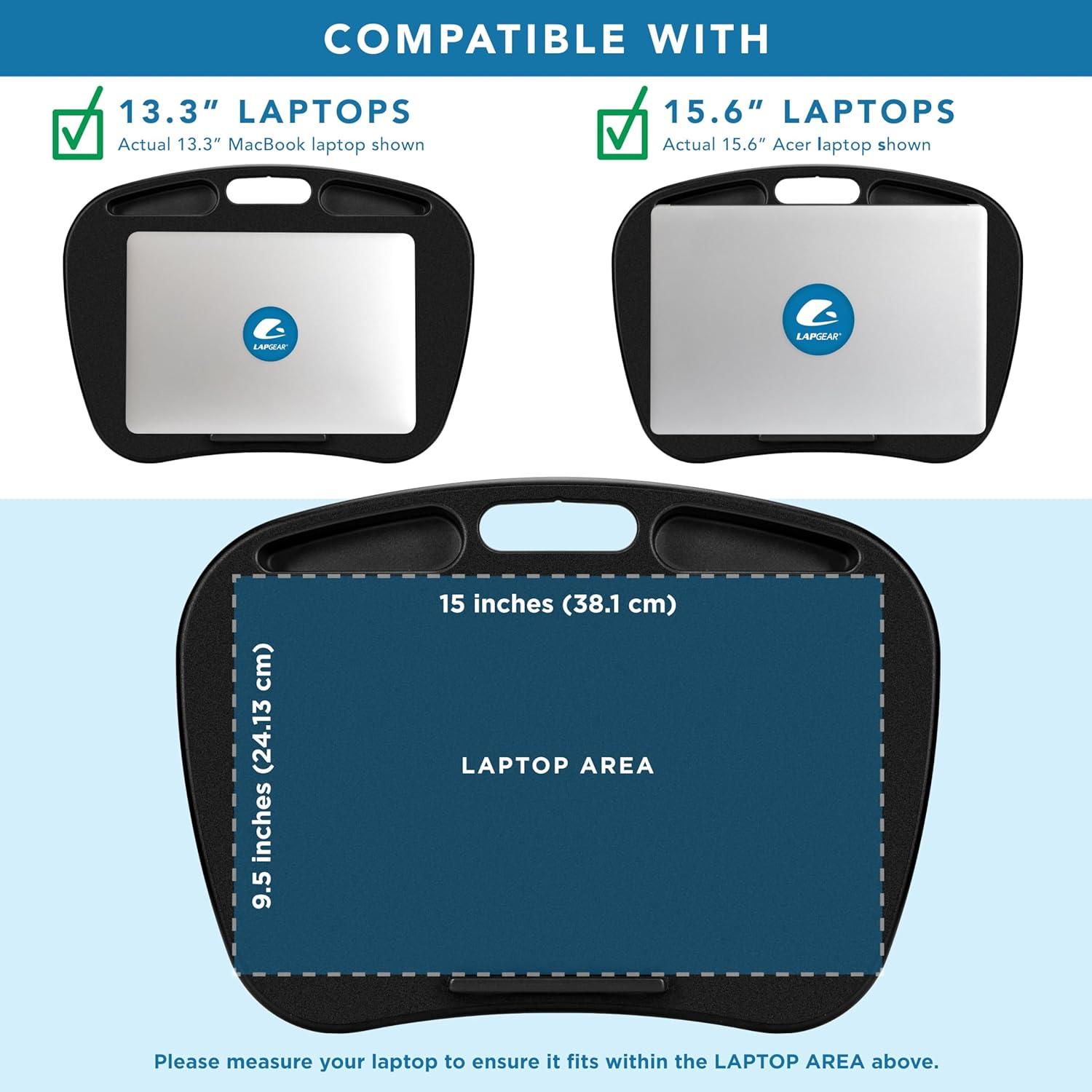 imageLAPGEAR MyDesk Lap Desk with Device Ledge and Phone Holder  Rose Quartz  Fits up to 156 Inch Laptops  Style No 44434Black