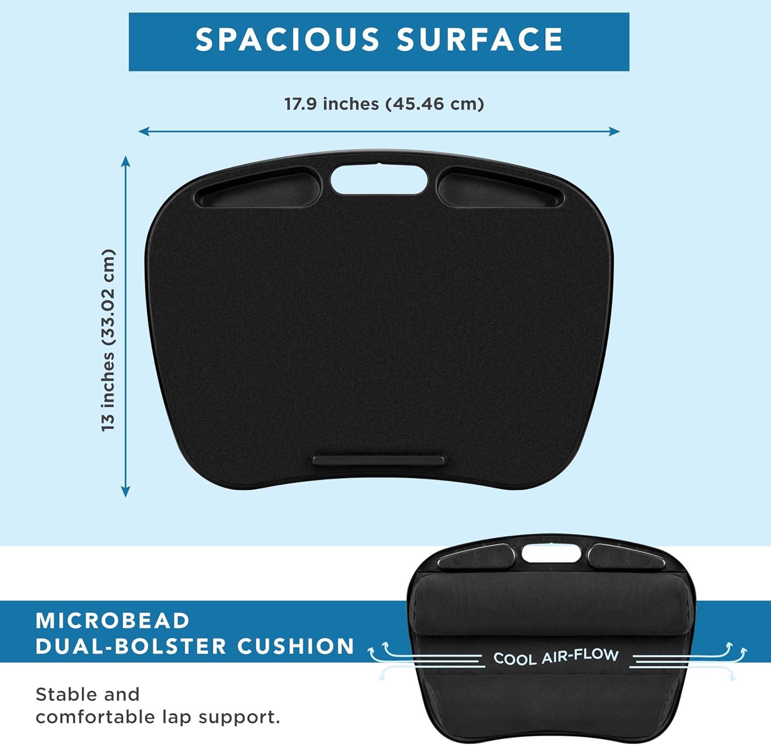 imageLAPGEAR MyDesk Lap Desk with Device Ledge and Phone Holder  Rose Quartz  Fits up to 156 Inch Laptops  Style No 44434Black