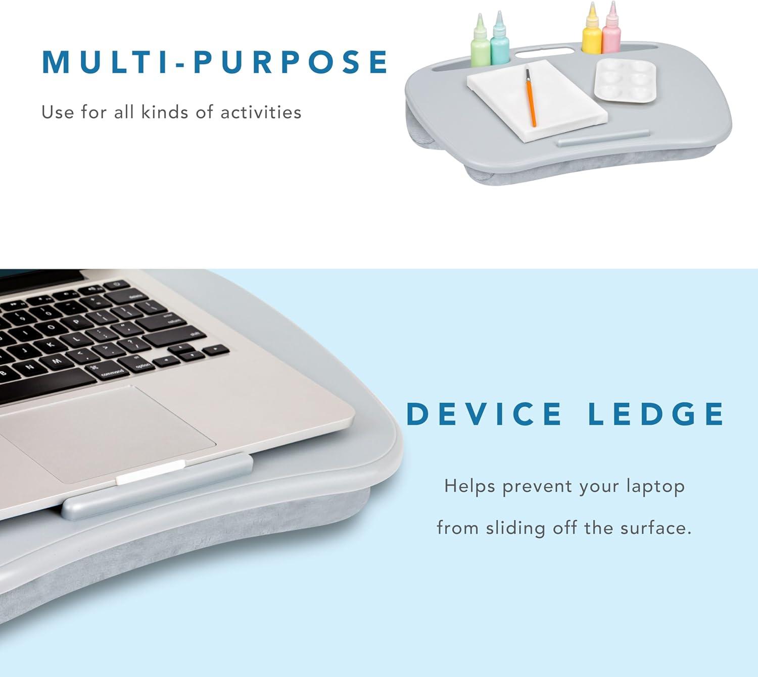 imageLAPGEAR MyDesk Lap Desk with Device Ledge and Phone Holder  Rose Quartz  Fits up to 156 Inch Laptops  Style No 44434Cool Gray