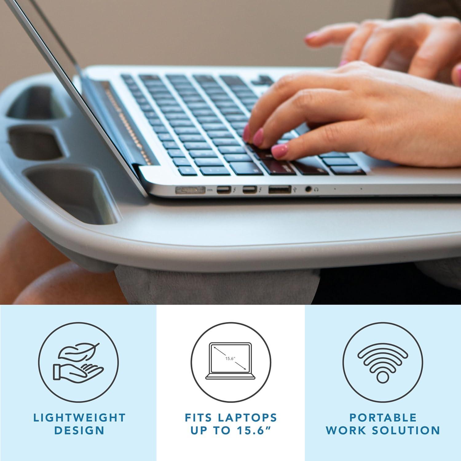 imageLAPGEAR MyDesk Lap Desk with Device Ledge and Phone Holder  Rose Quartz  Fits up to 156 Inch Laptops  Style No 44434Cool Gray