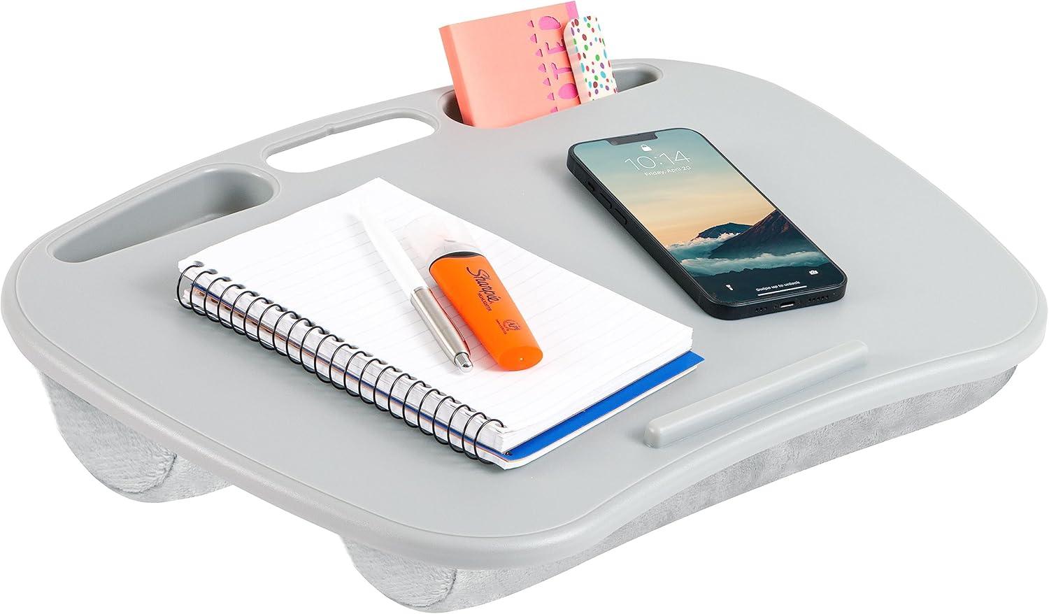 imageLAPGEAR MyDesk Lap Desk with Device Ledge and Phone Holder  Rose Quartz  Fits up to 156 Inch Laptops  Style No 44434Cool Gray