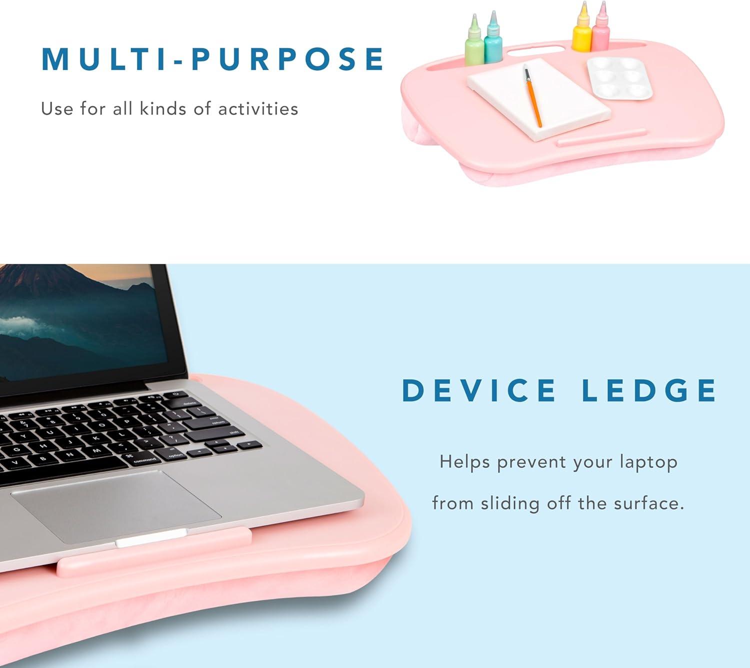 imageLAPGEAR MyDesk Lap Desk with Device Ledge and Phone Holder  Rose Quartz  Fits up to 156 Inch Laptops  Style No 44434Rose Quartz