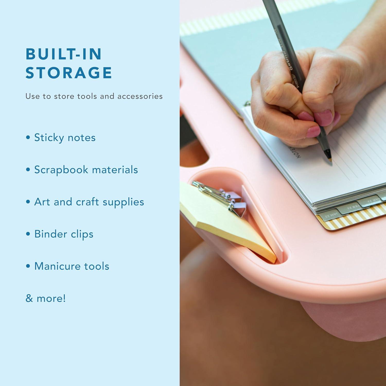 imageLAPGEAR MyDesk Lap Desk with Device Ledge and Phone Holder  Rose Quartz  Fits up to 156 Inch Laptops  Style No 44434Rose Quartz