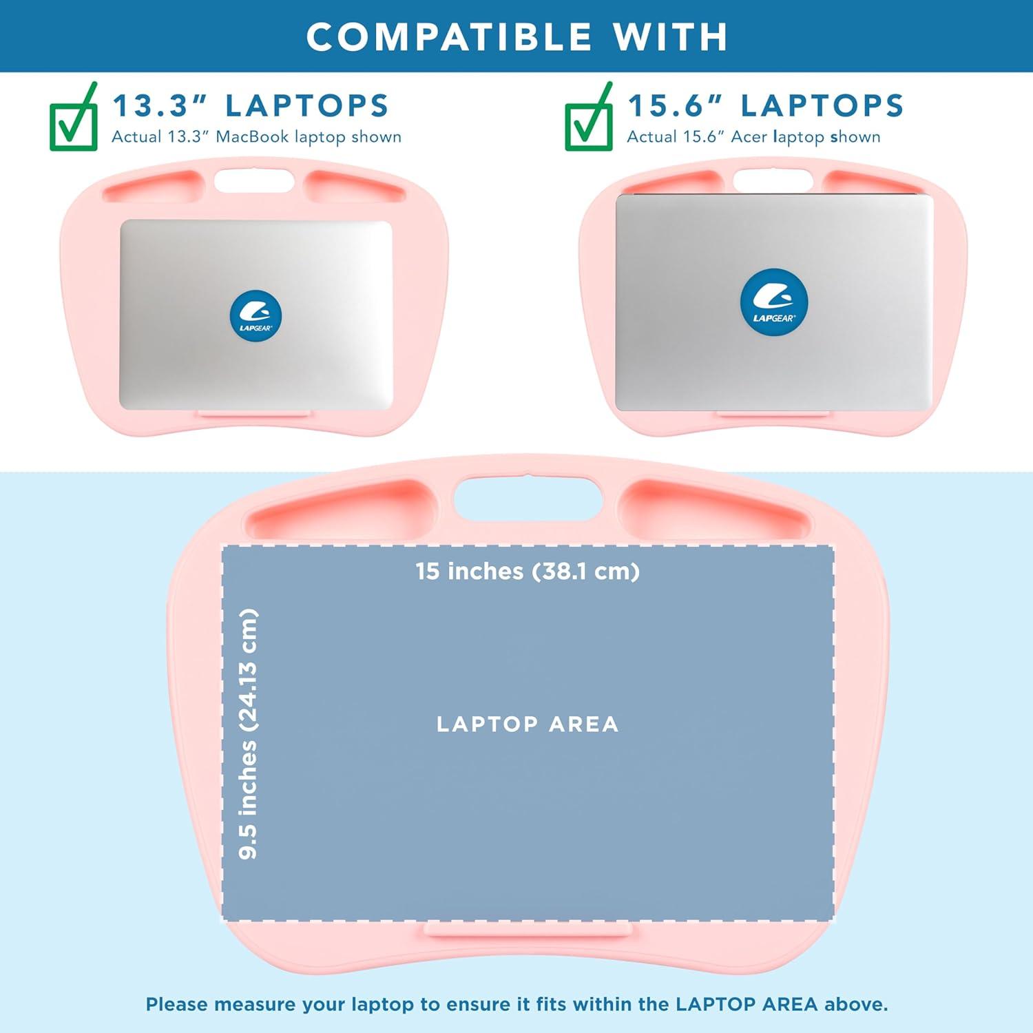 imageLAPGEAR MyDesk Lap Desk with Device Ledge and Phone Holder  Rose Quartz  Fits up to 156 Inch Laptops  Style No 44434Rose Quartz