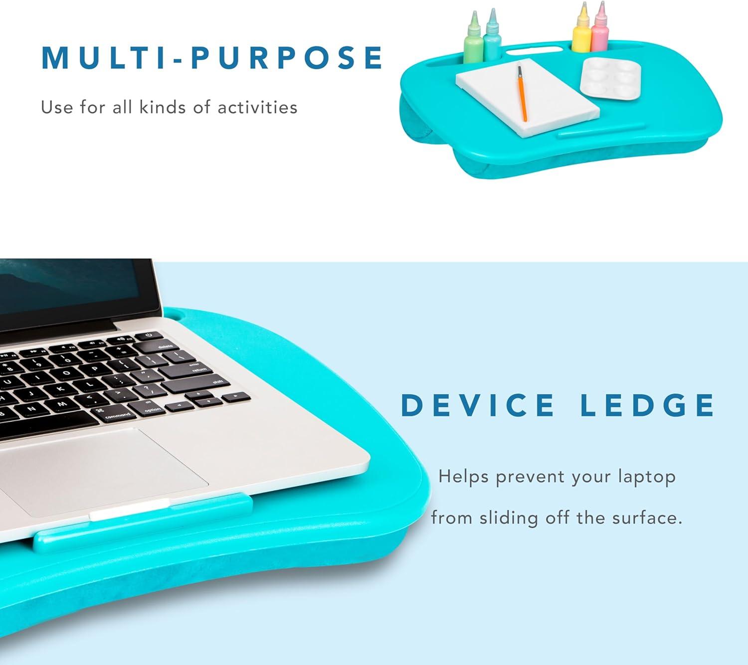 imageLAPGEAR MyDesk Lap Desk with Device Ledge and Phone Holder  Rose Quartz  Fits up to 156 Inch Laptops  Style No 44434Turquoise